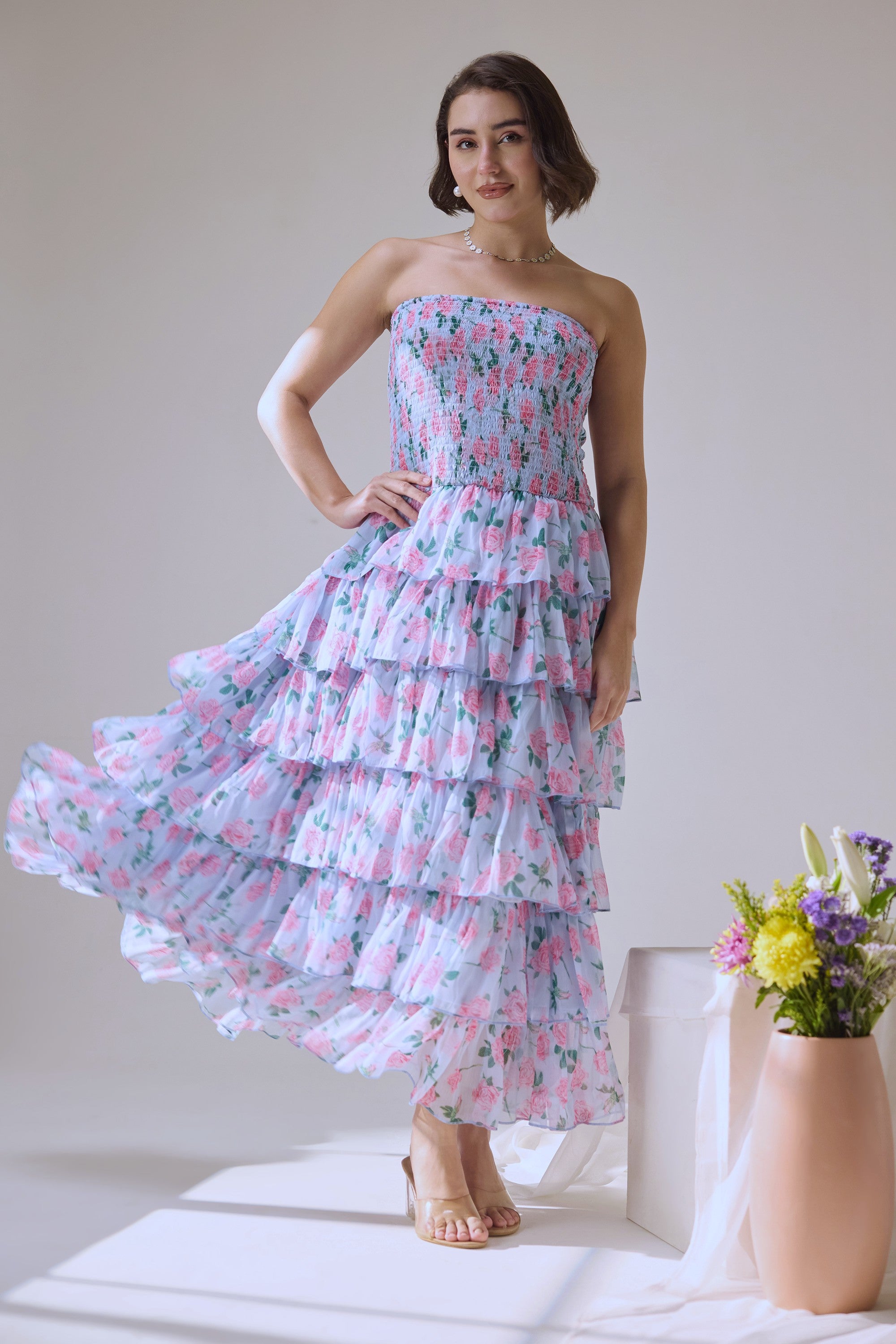 Mist & Roses Maxi Dress