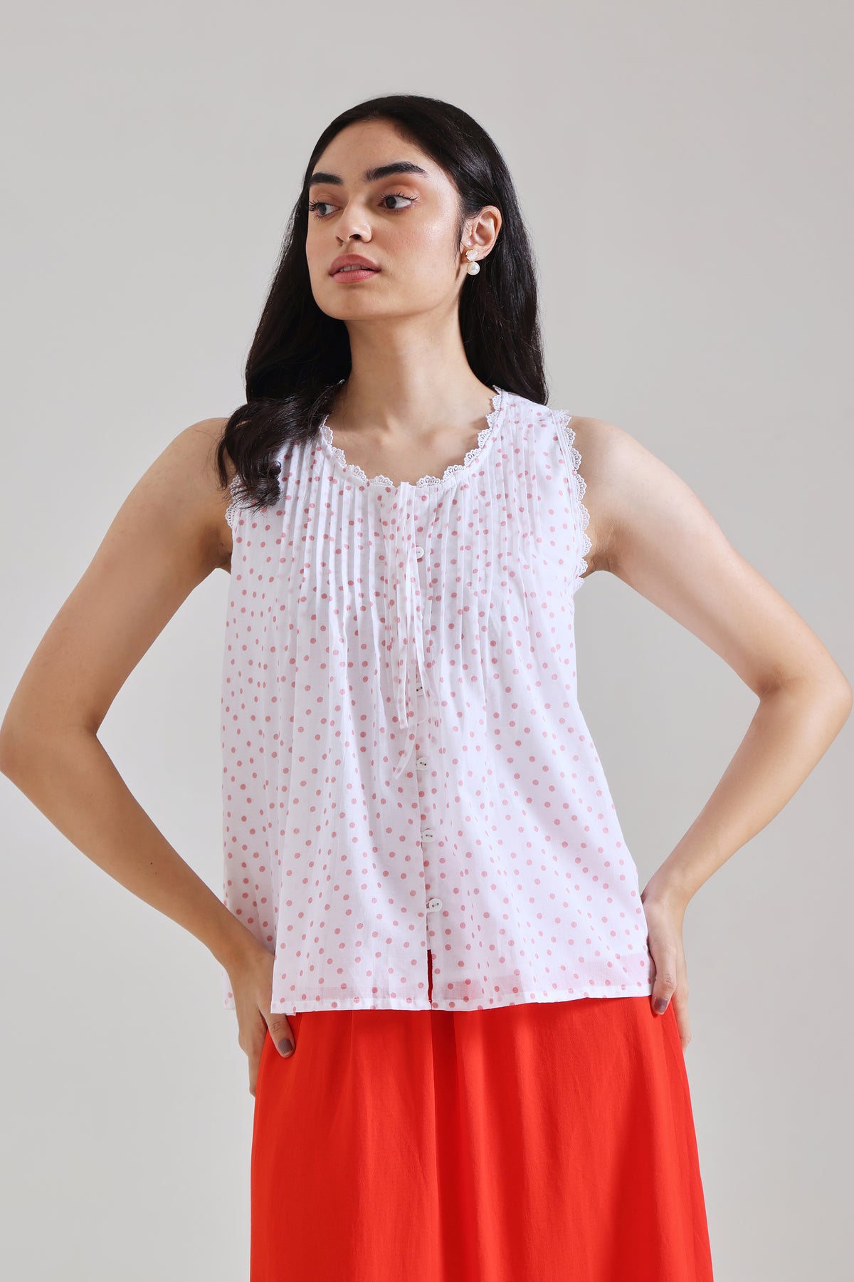 Sleeveless Polka Dot Top for Women