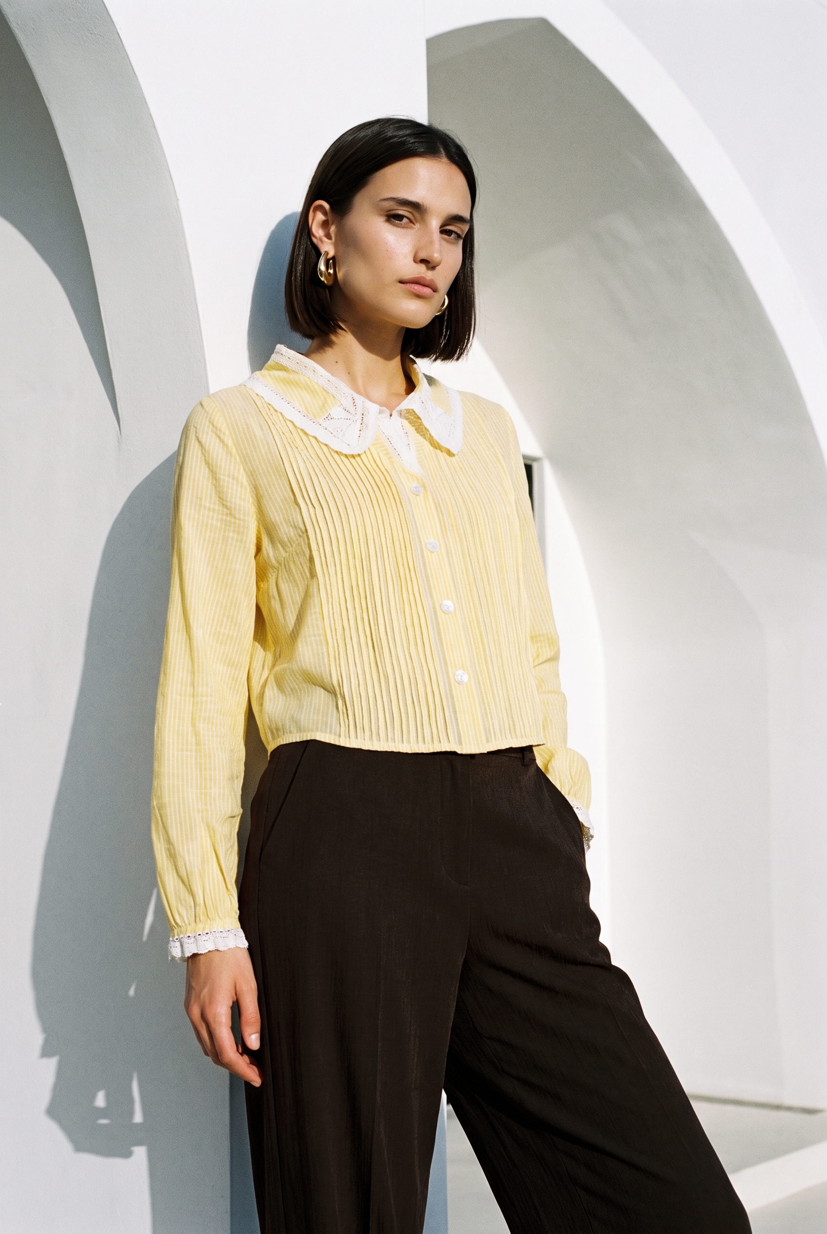 Yellow Stripe Lace Shirt