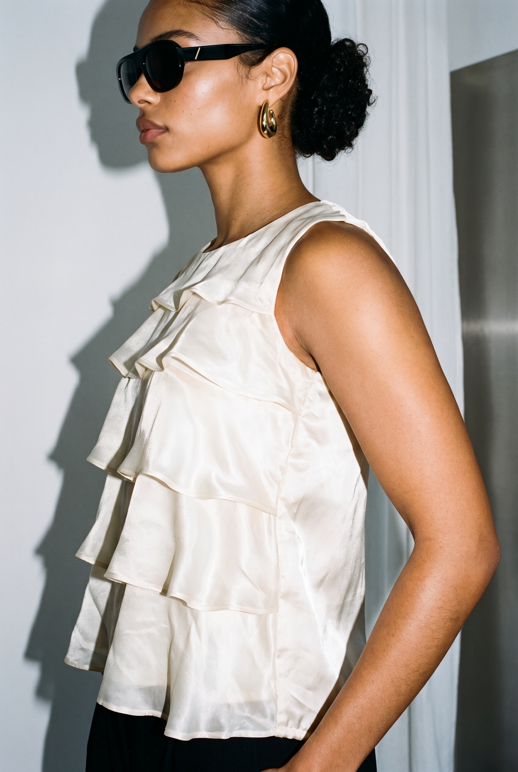 Tiered Ruffle Silk Organza Top