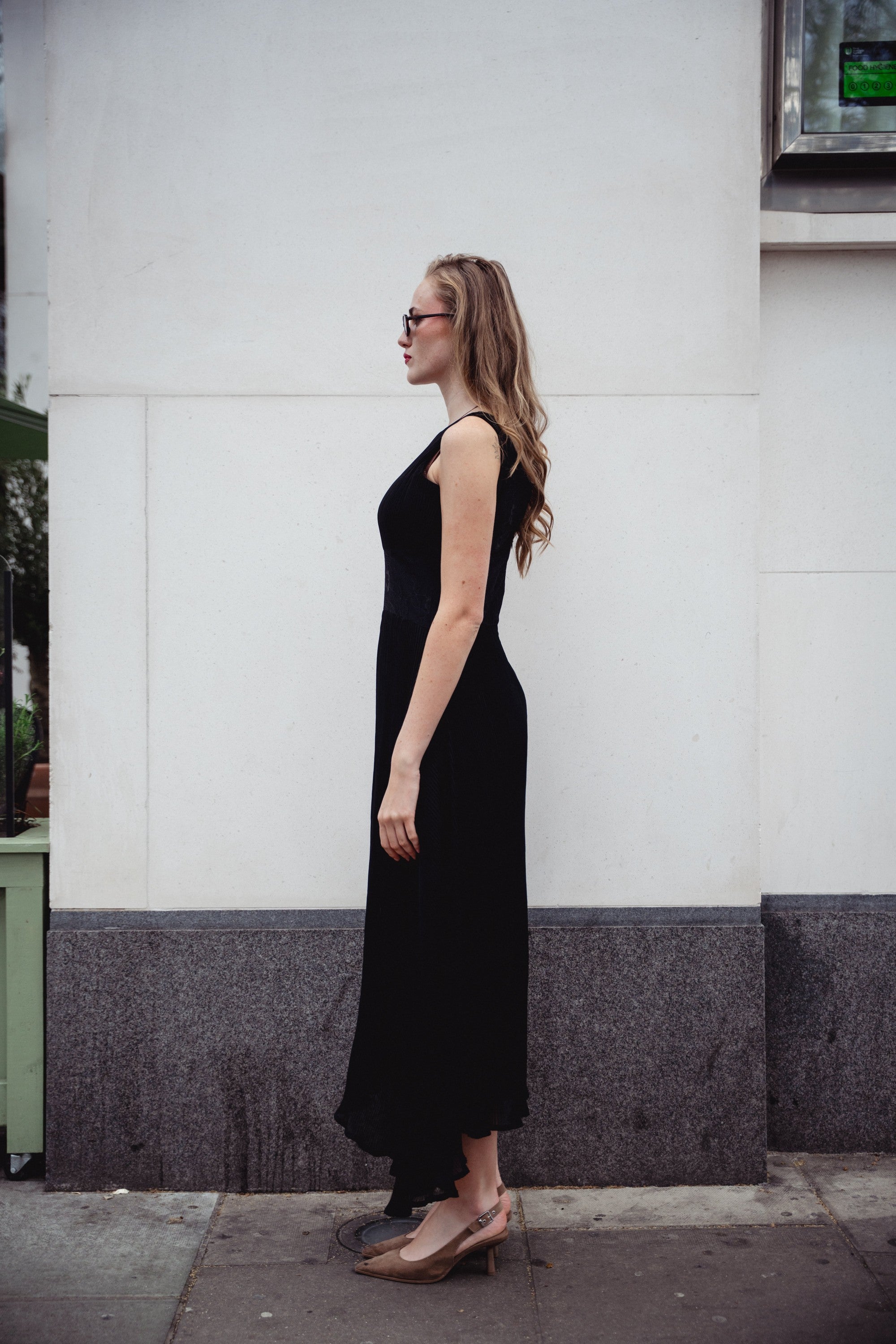 Nightfall Black Pleated Midi Dress