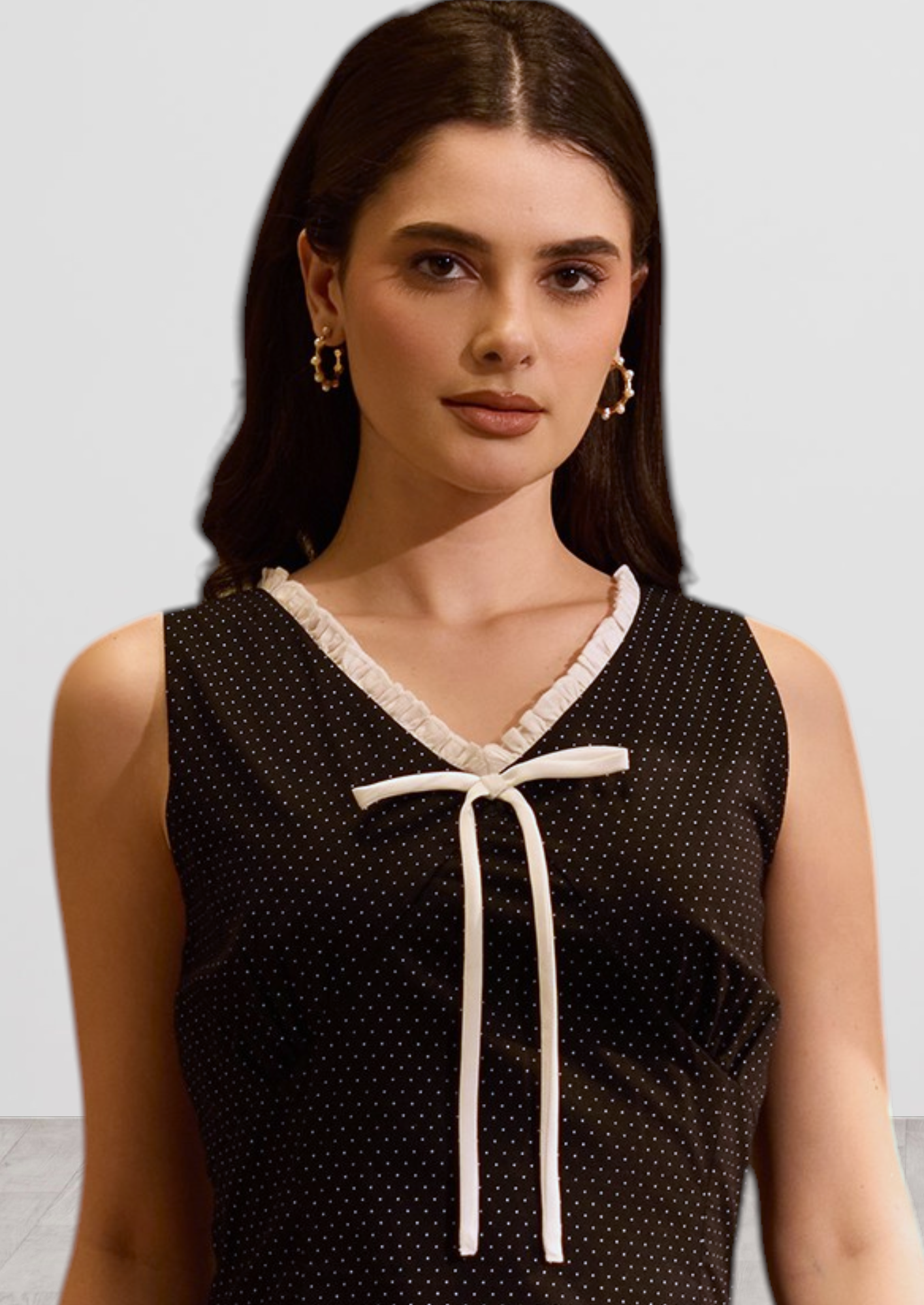 Black Polka Dot & Bow Mini Dress
