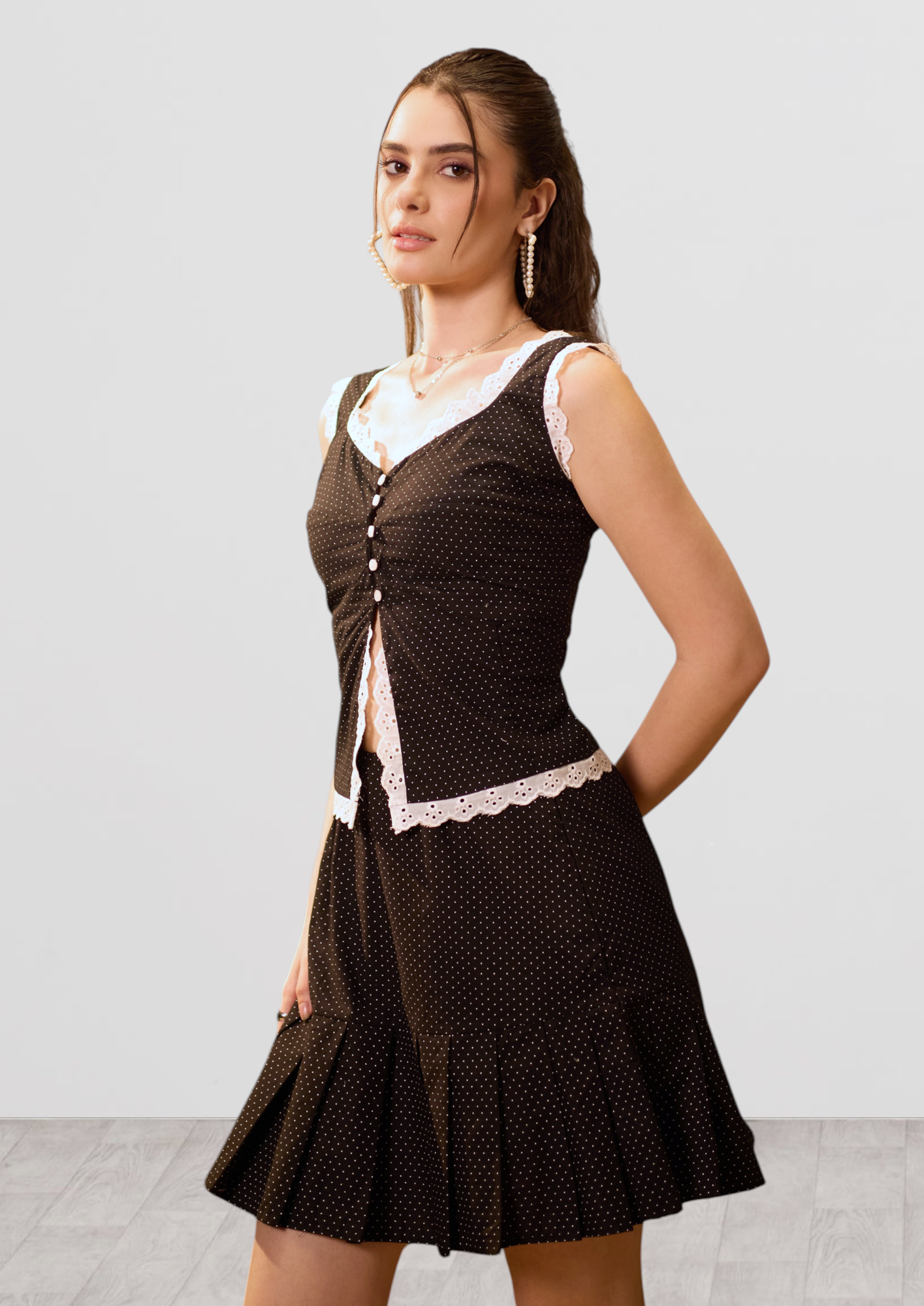 Black Polka Dot Corset Top