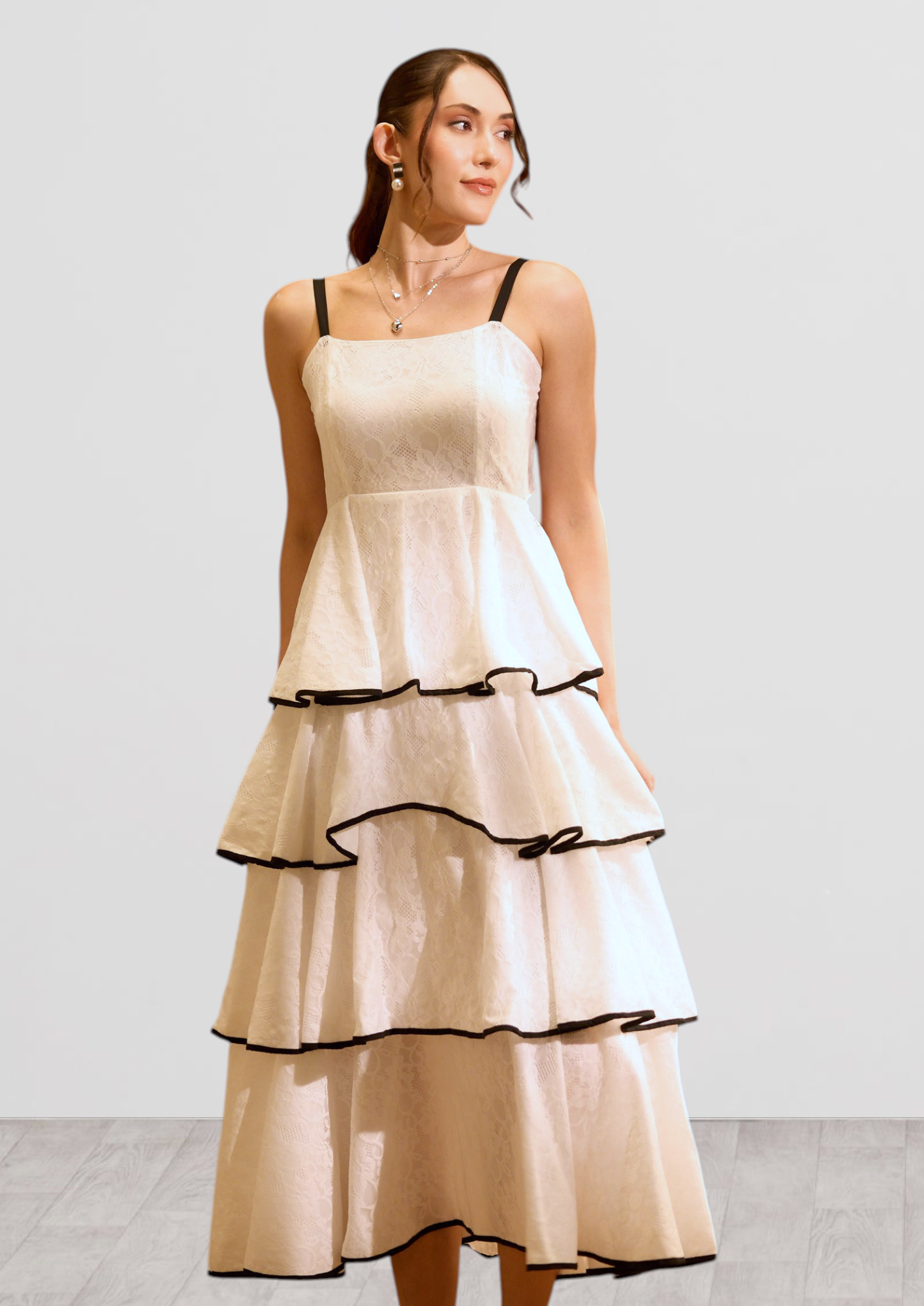 Step Tiered Midi Dress