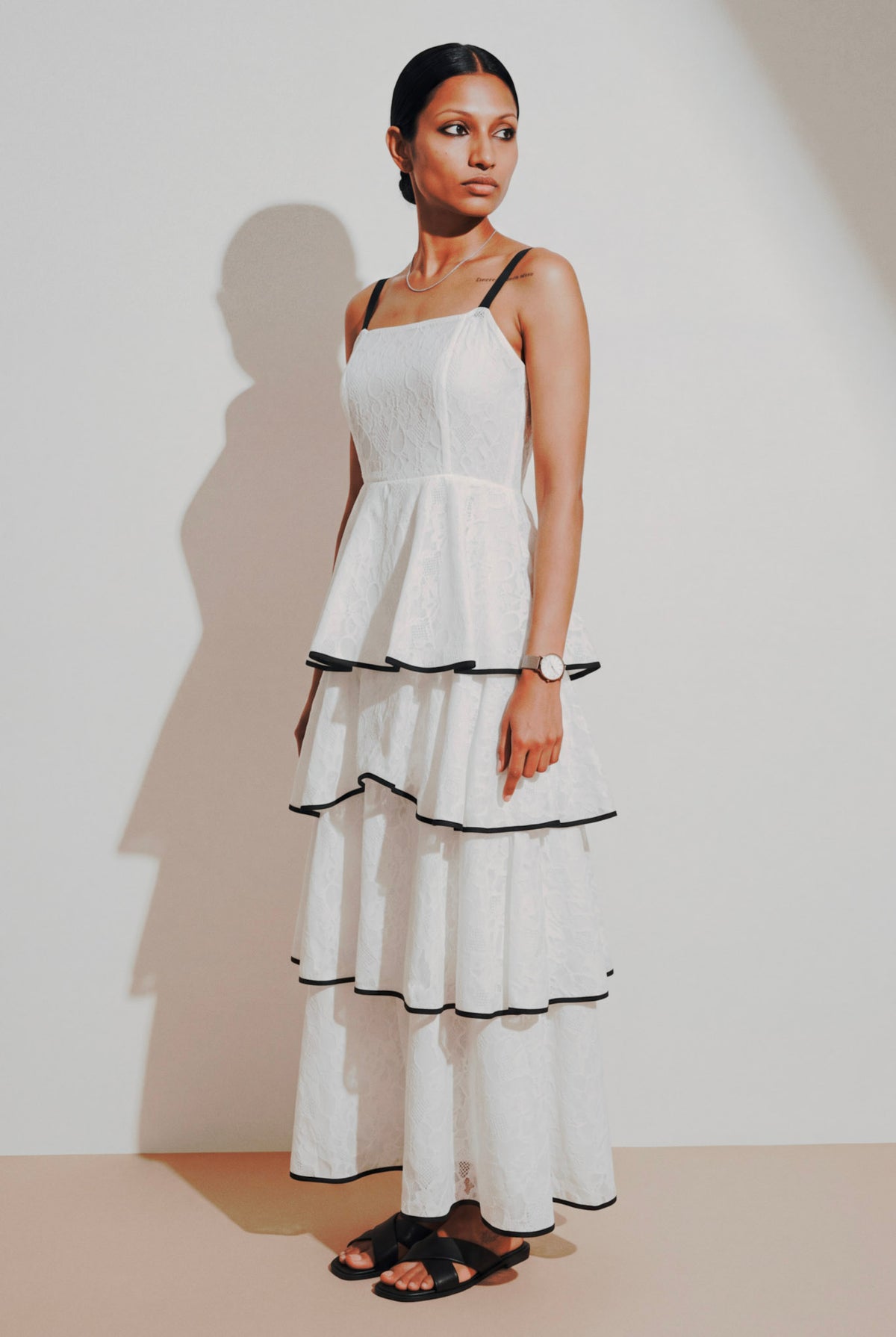 Step Tiered Midi Dress
