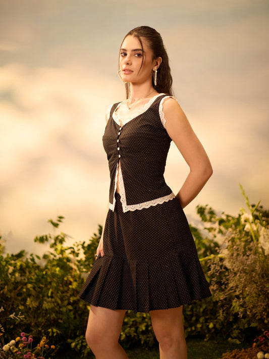 Black Polka Dot Casual Mini Dress