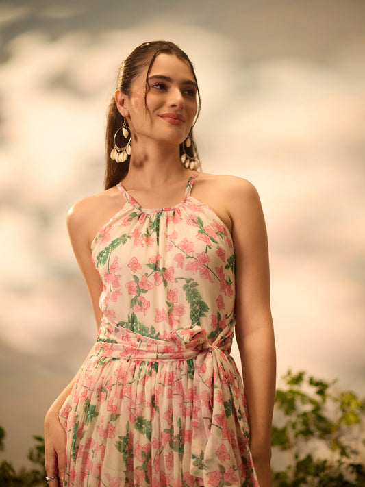 Meadow Blossom Halter Maxi Dress