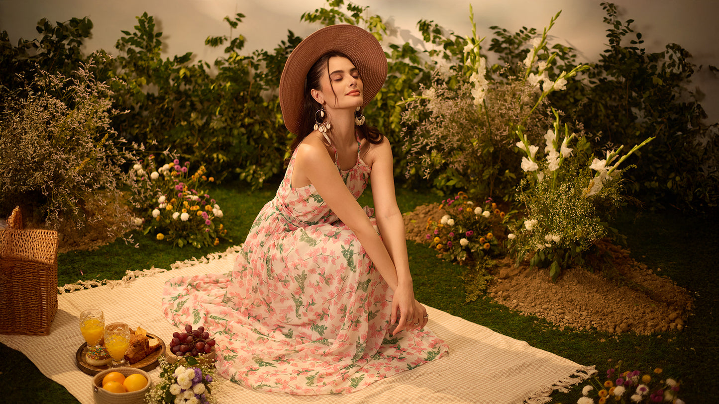 Meadow Blossom Halter Maxi Dress