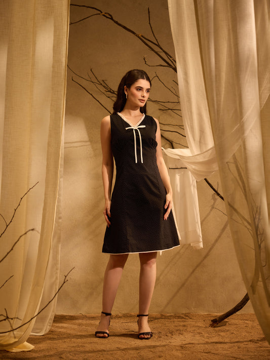 The Black Polka Dot & Bow Dress