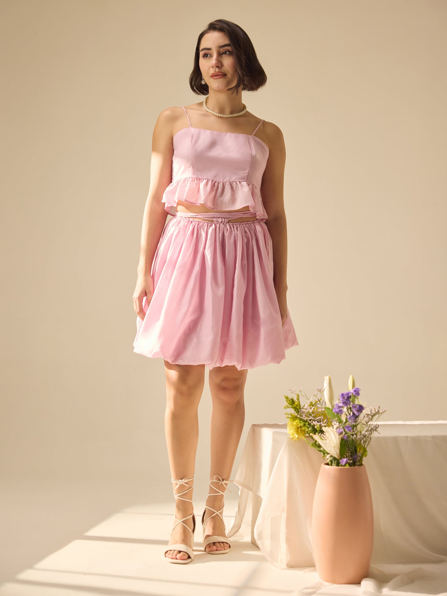 WaterRose fuffly skirt and Strap top Coords