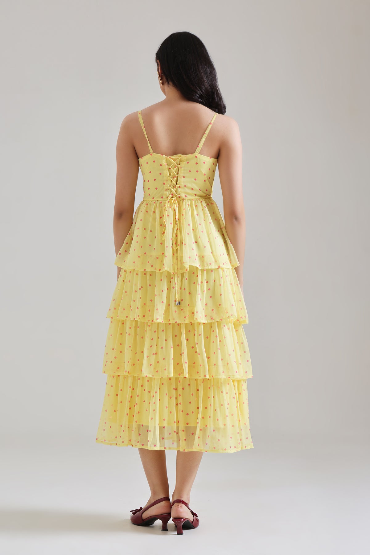 Polka Dot Tiered Midi Dress