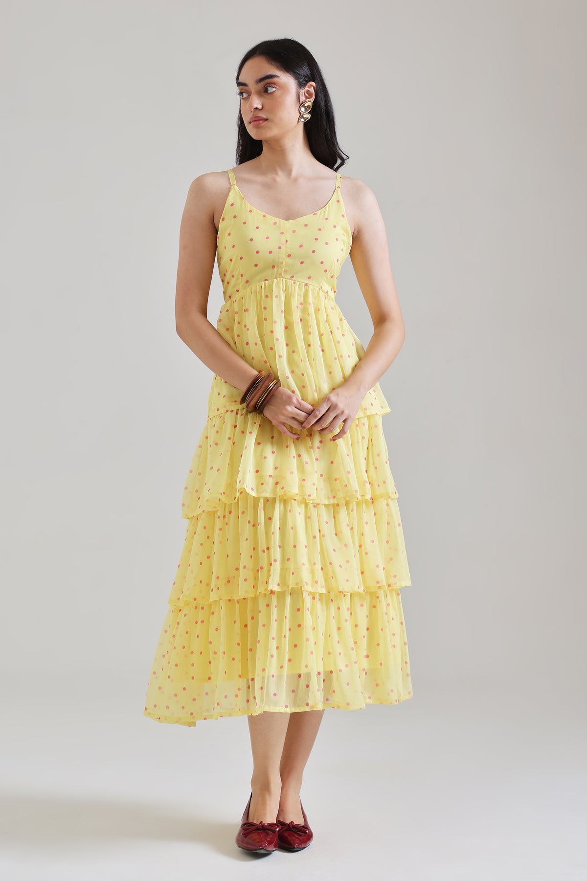 Polka Dot Tiered Midi Dress