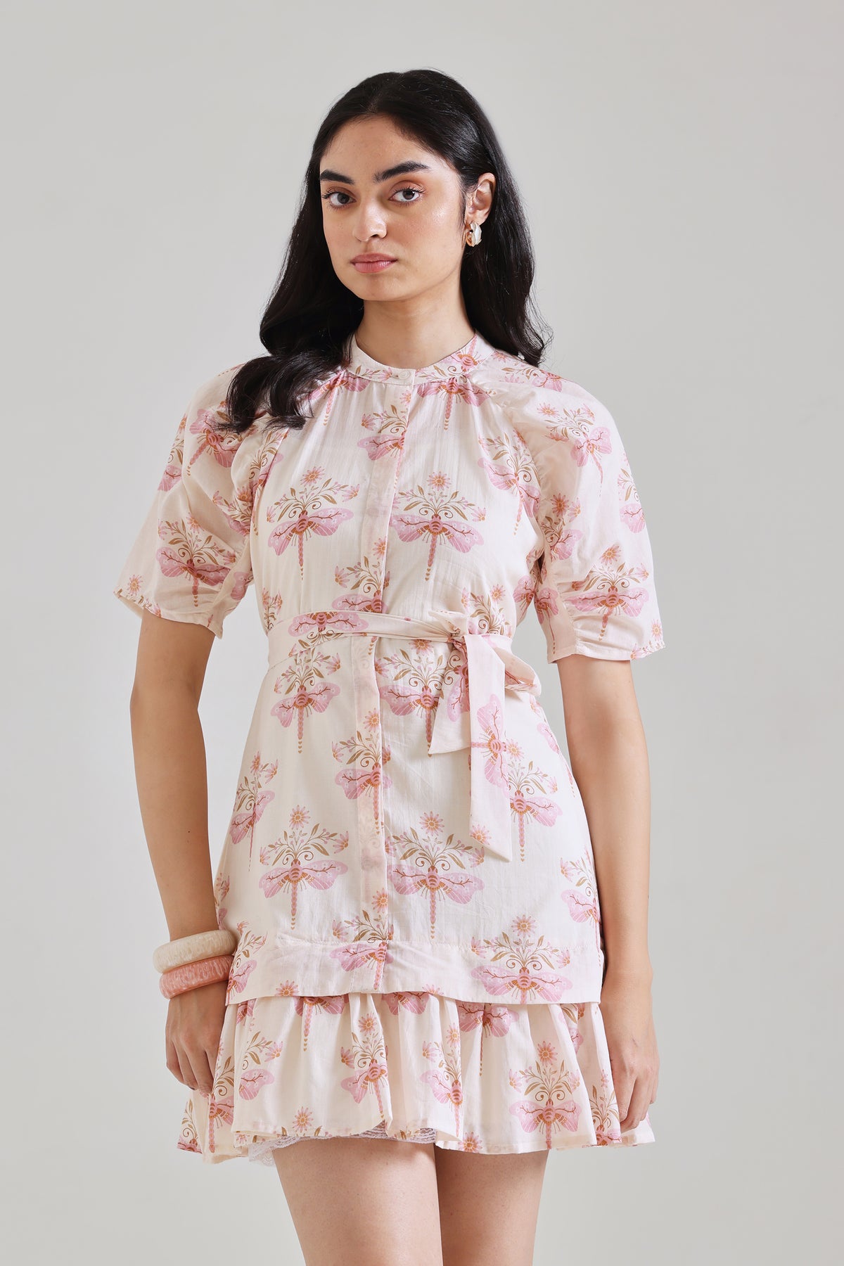 Belted Cotton Mini Dress for Women