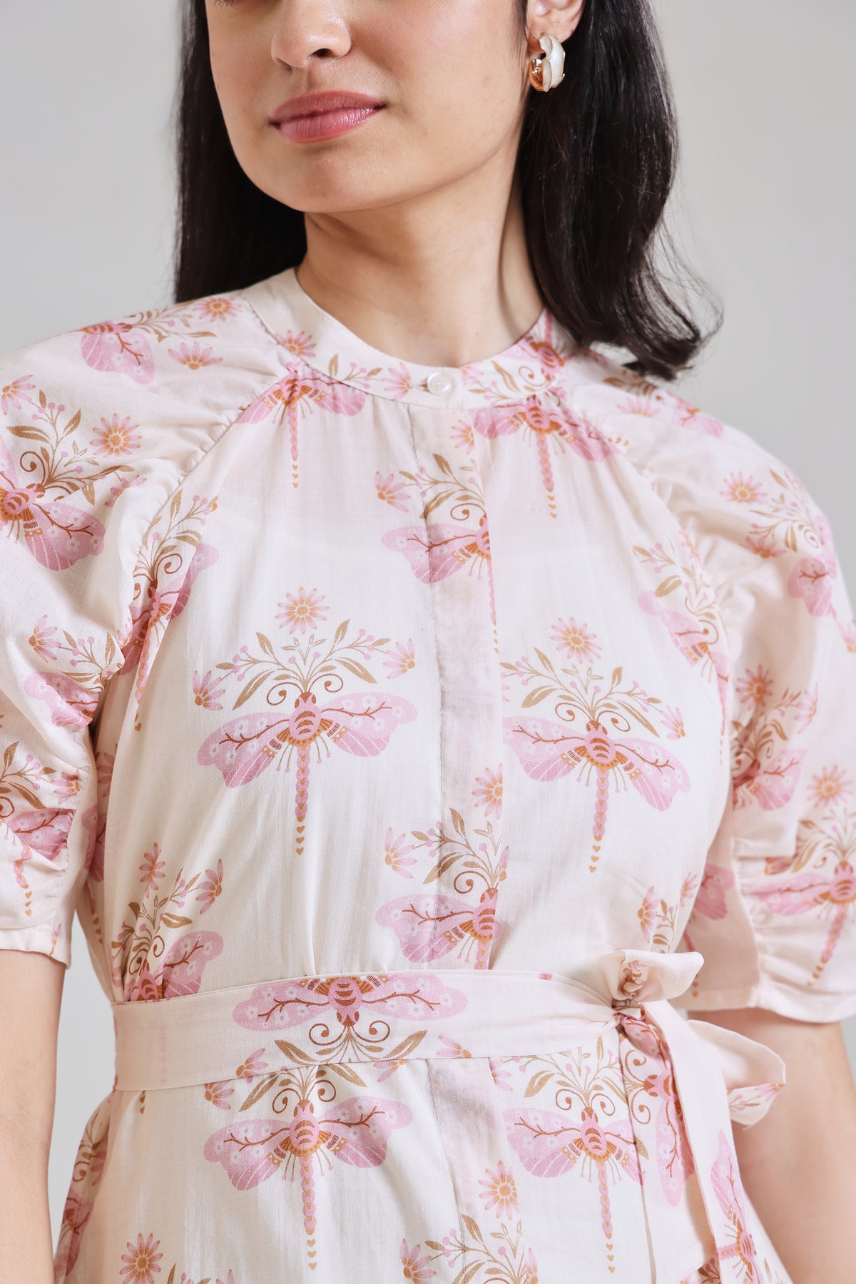 Belted Cotton Mini Dress for Women