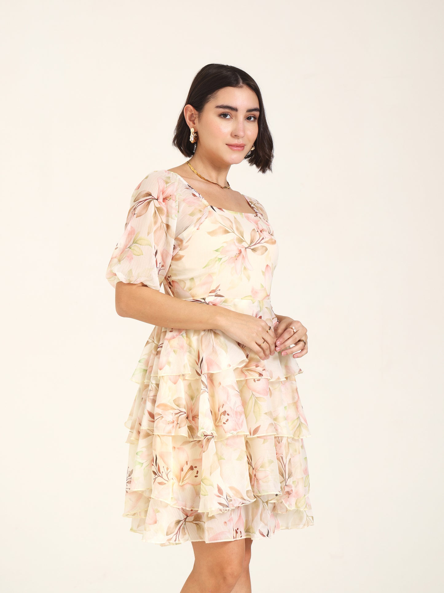 Flora Chiffon Dress with Cut-out Back