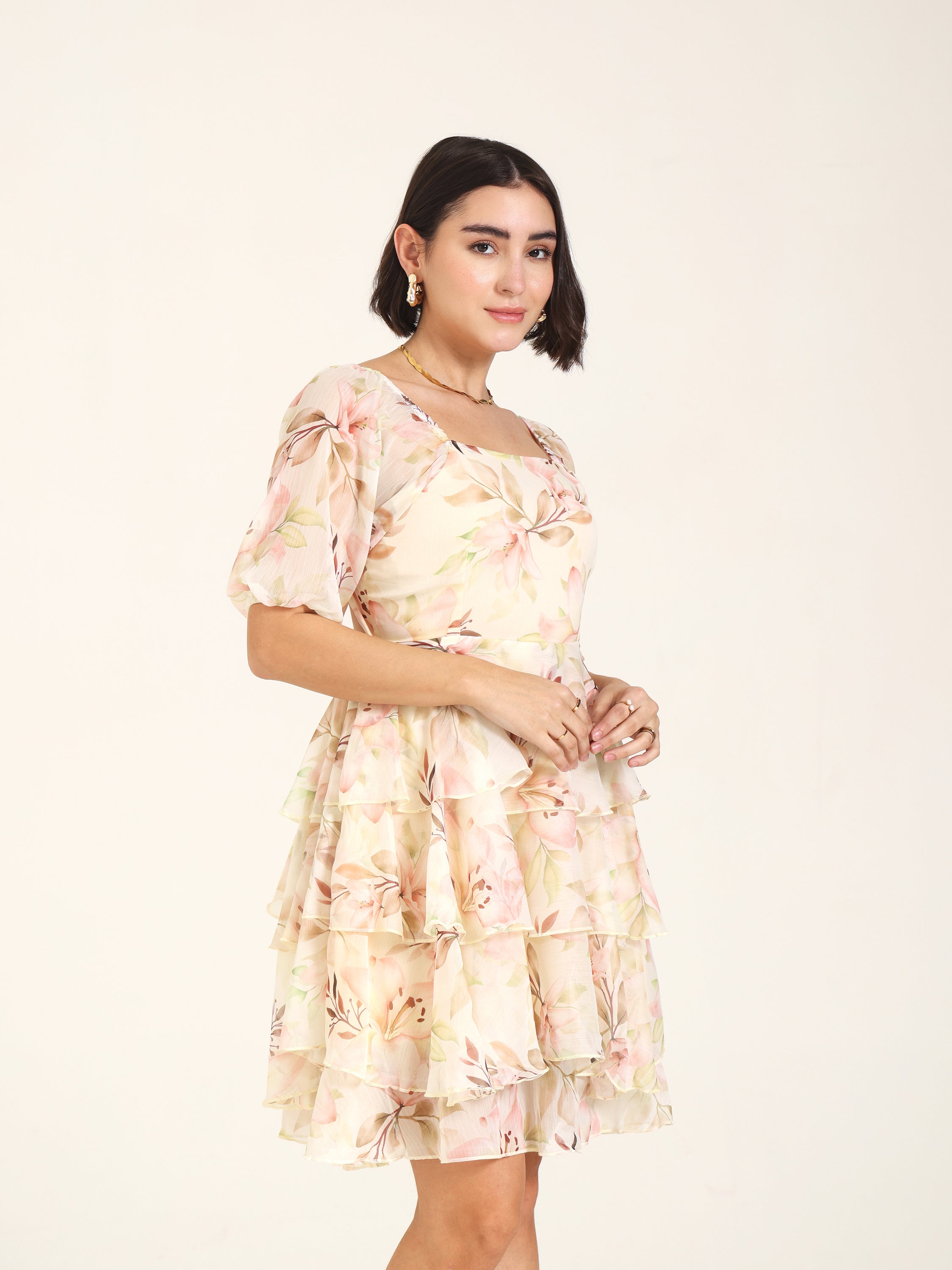 Flora Chiffon Dress with Cut-out Back