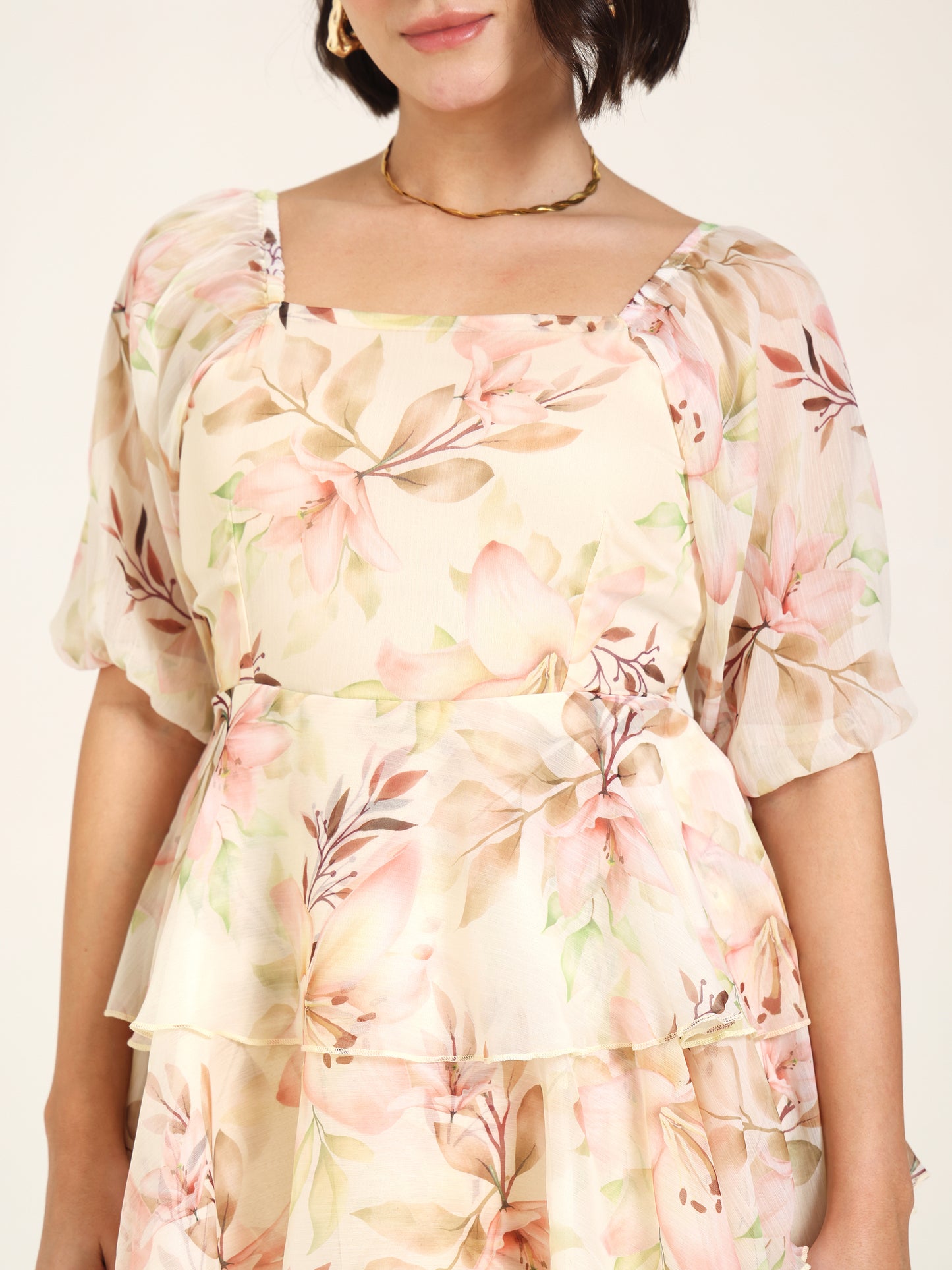 Flora Chiffon Dress with Cut-out Back