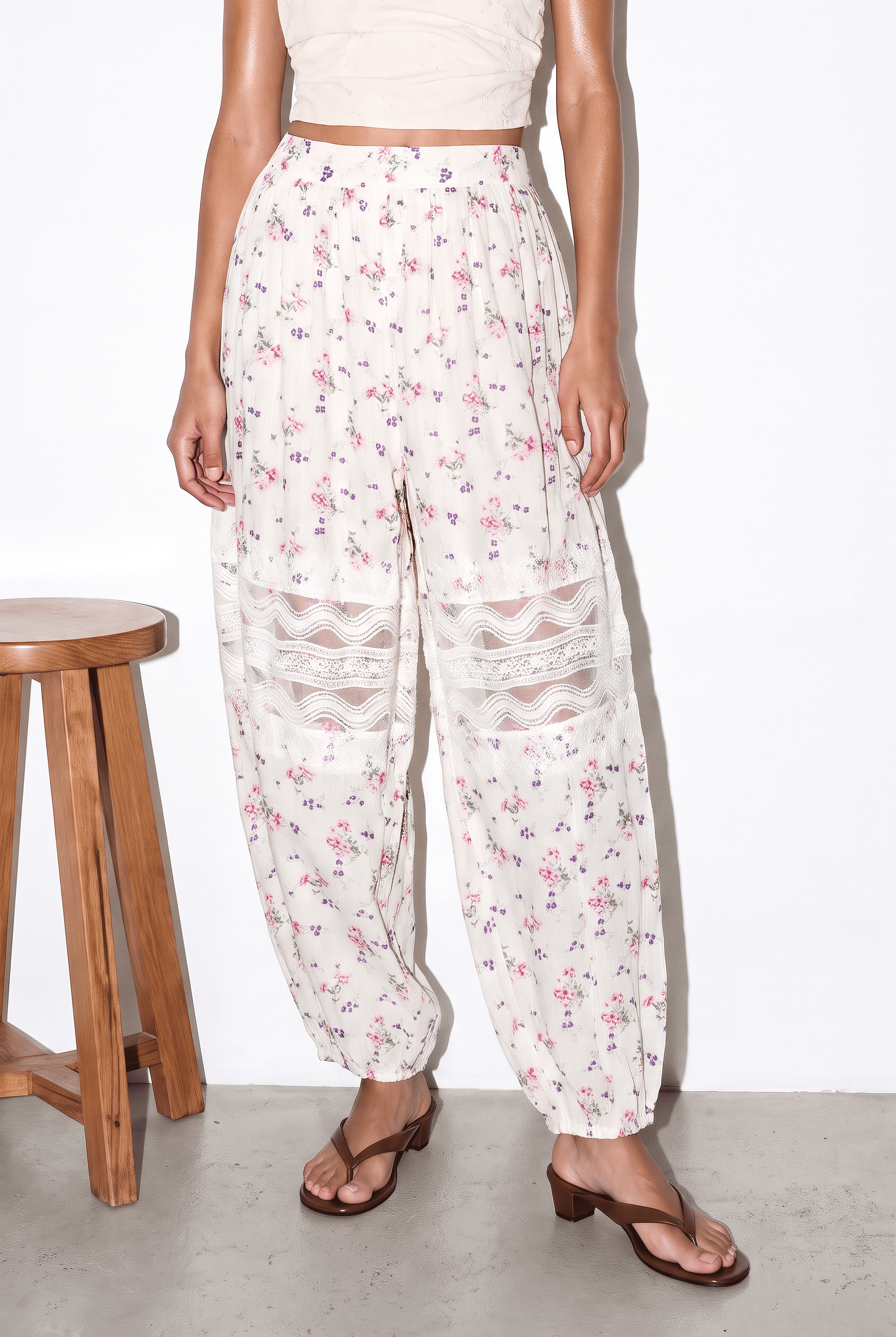 Floral Lace Balloon Pants