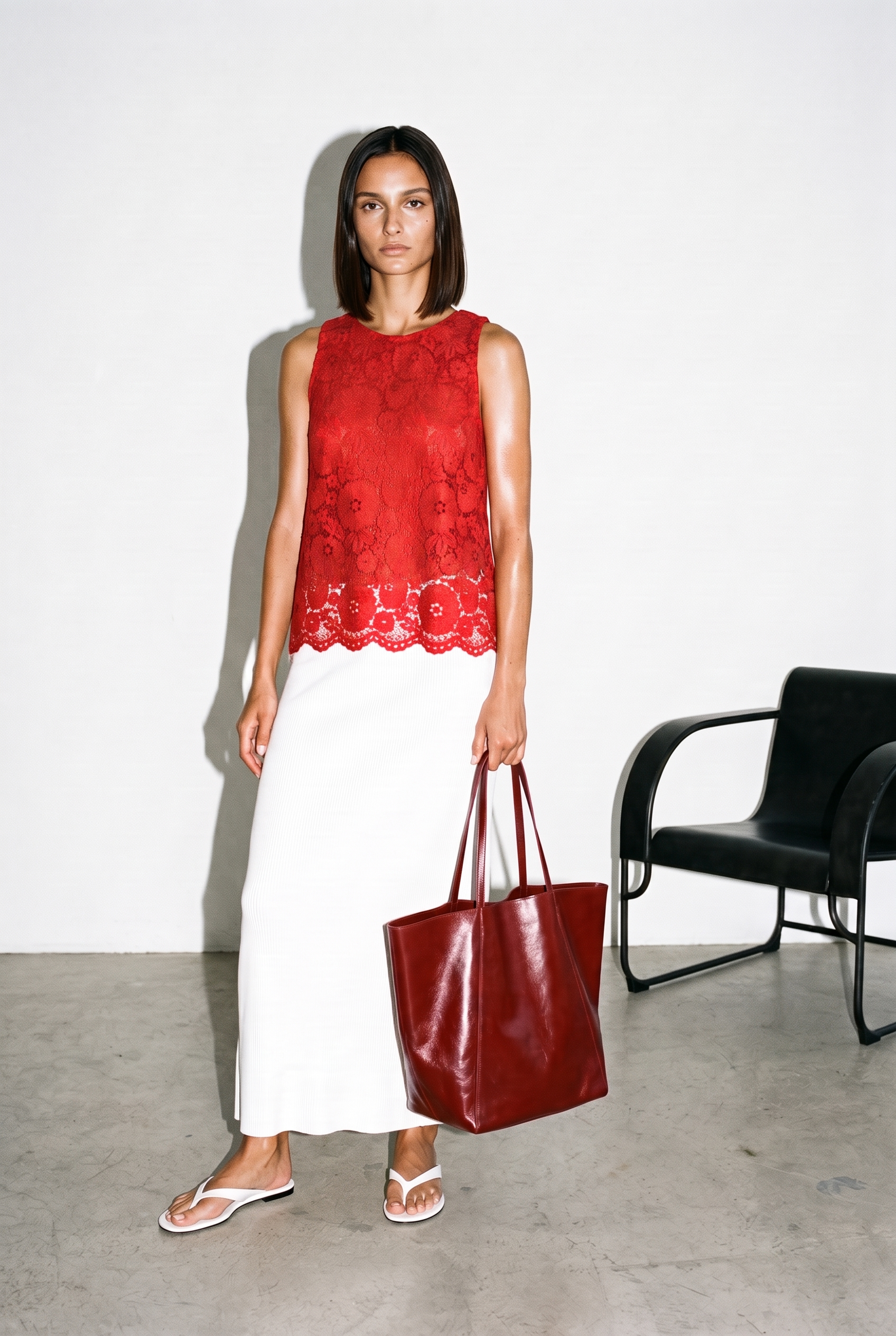 Red Floral Lace Top