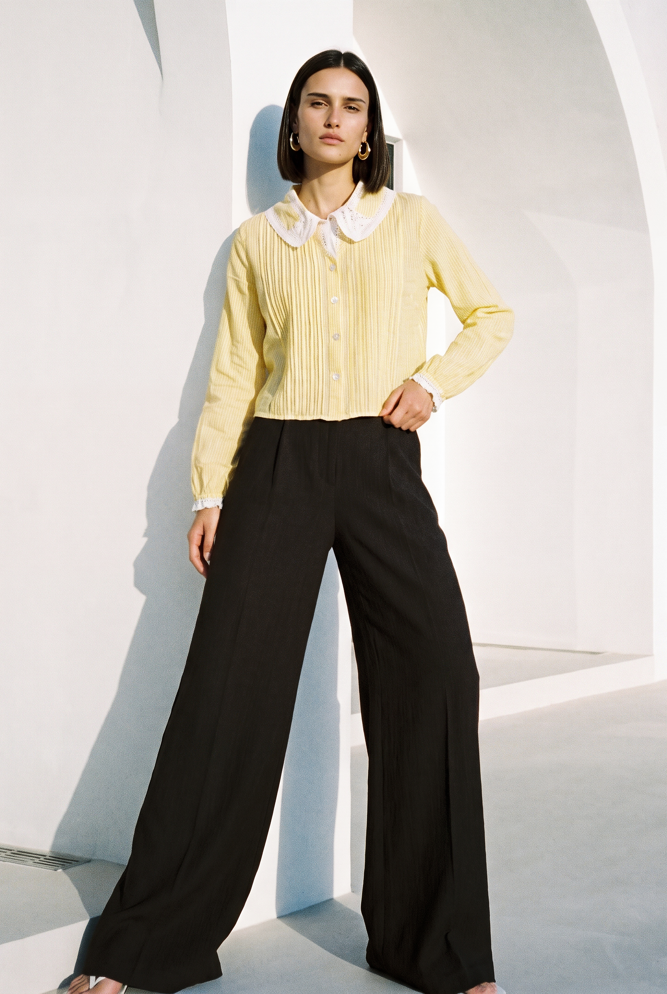 Yellow Stripe Lace Shirt