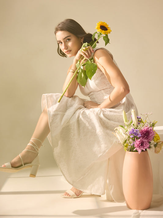 THE ANGELICA LACE MIDI – PORCELAIN WHITE