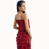 Scarlet Flamenco Ruffle Dress