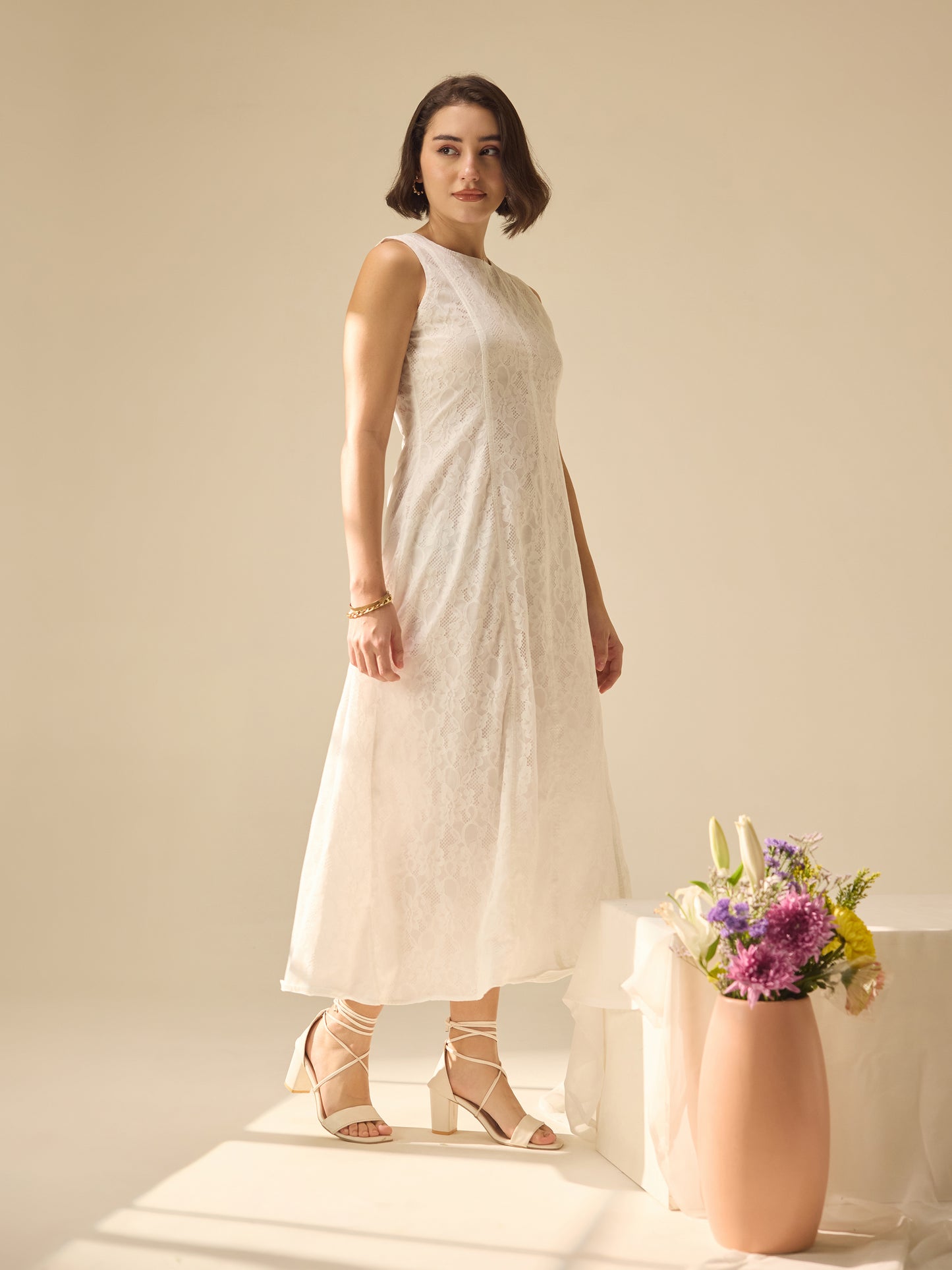 THE ANGELICA LACE MIDI – PORCELAIN WHITE