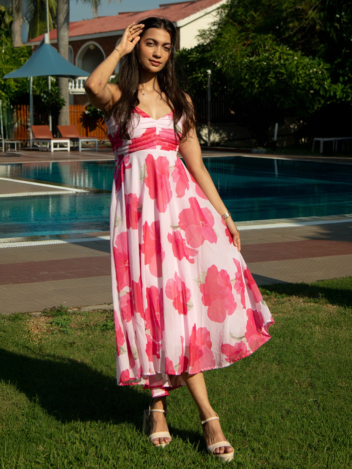Sona Hibiscus Midi Dress