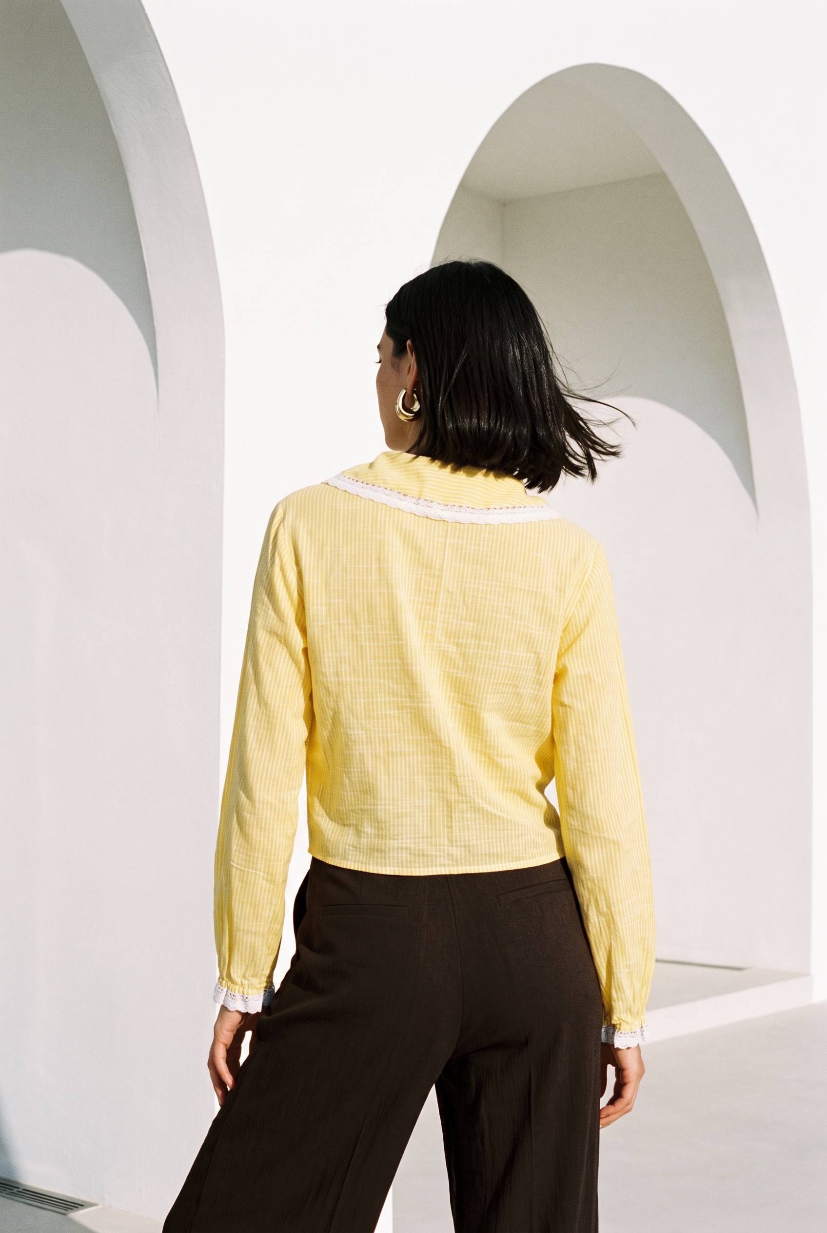 Yellow Stripe Lace Shirt