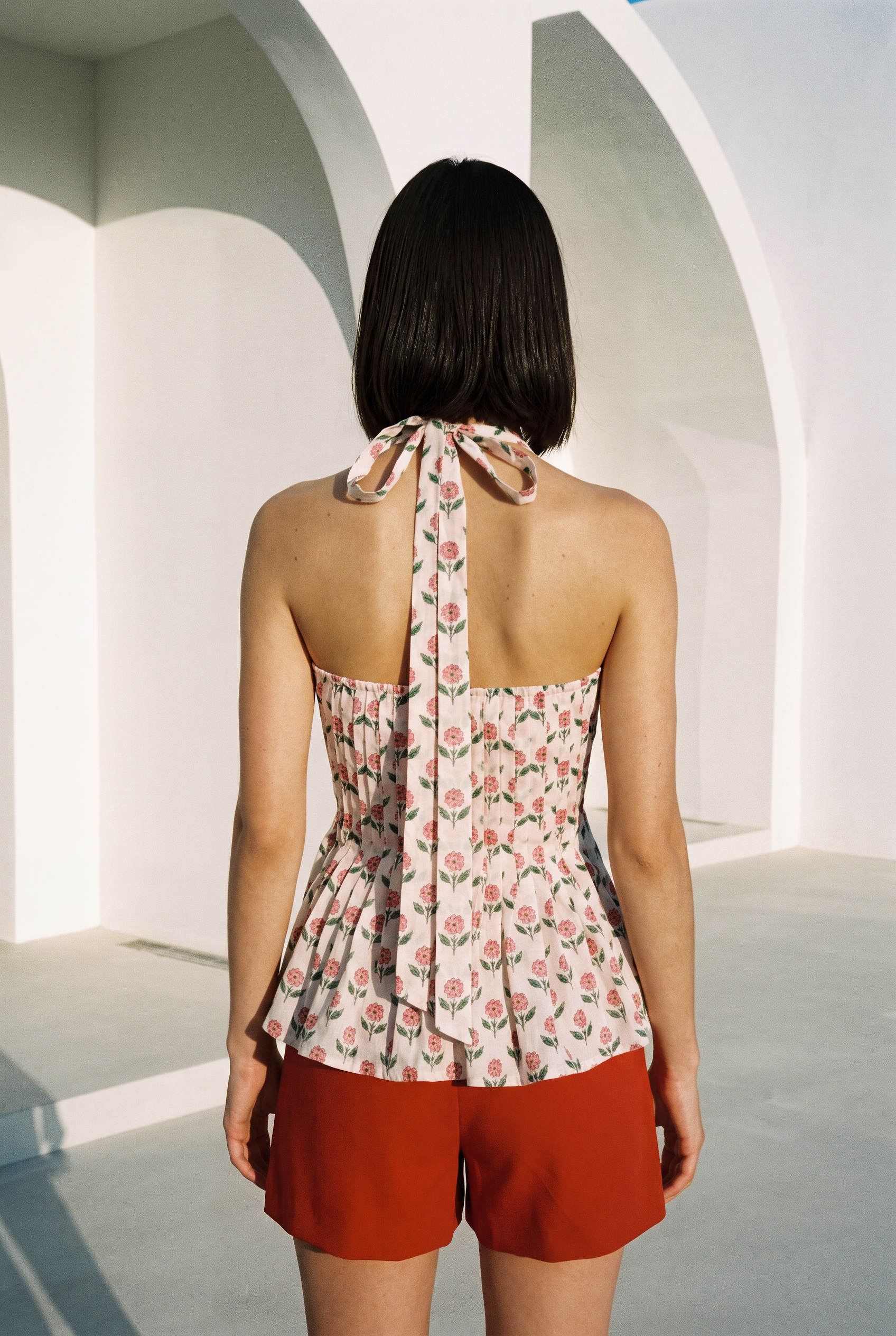 Posy Halter Pleated Top