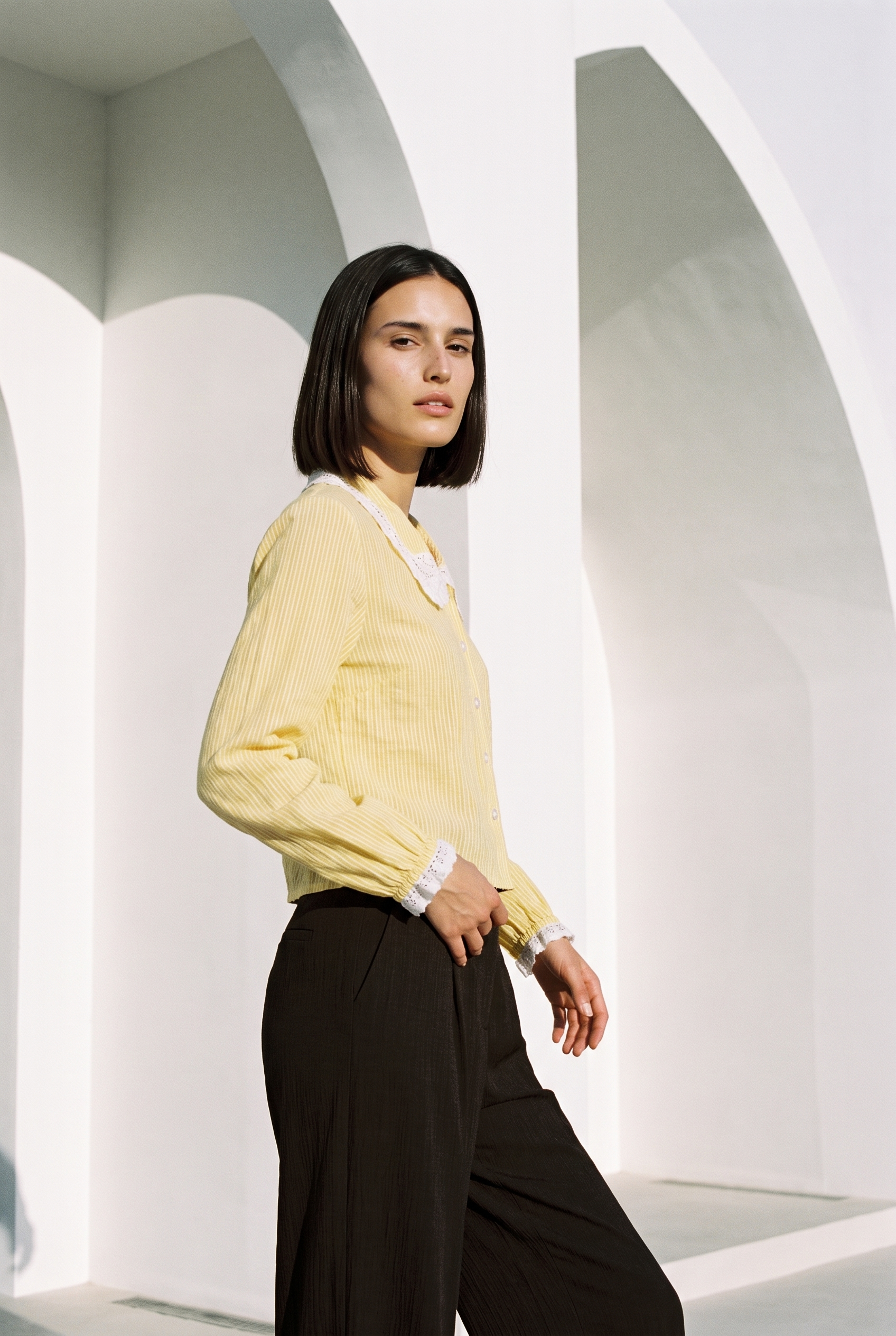 Yellow Stripe Lace Shirt