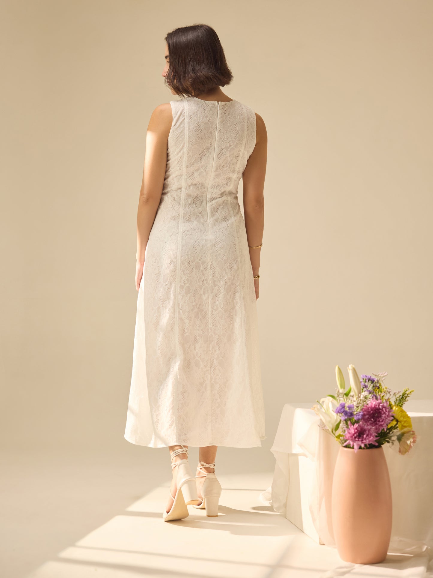 THE ANGELICA LACE MIDI – PORCELAIN WHITE
