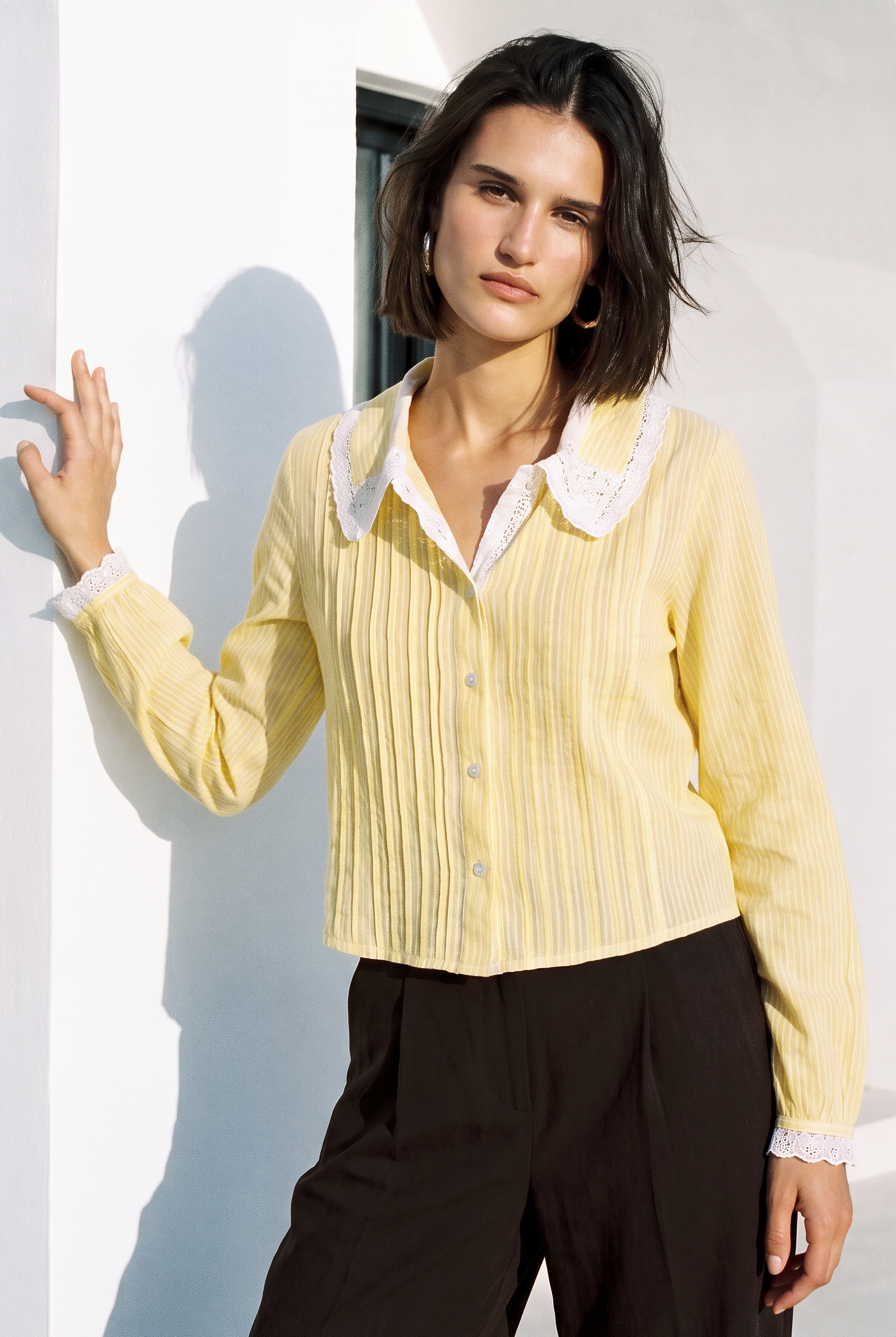 Yellow Stripe Lace Shirt