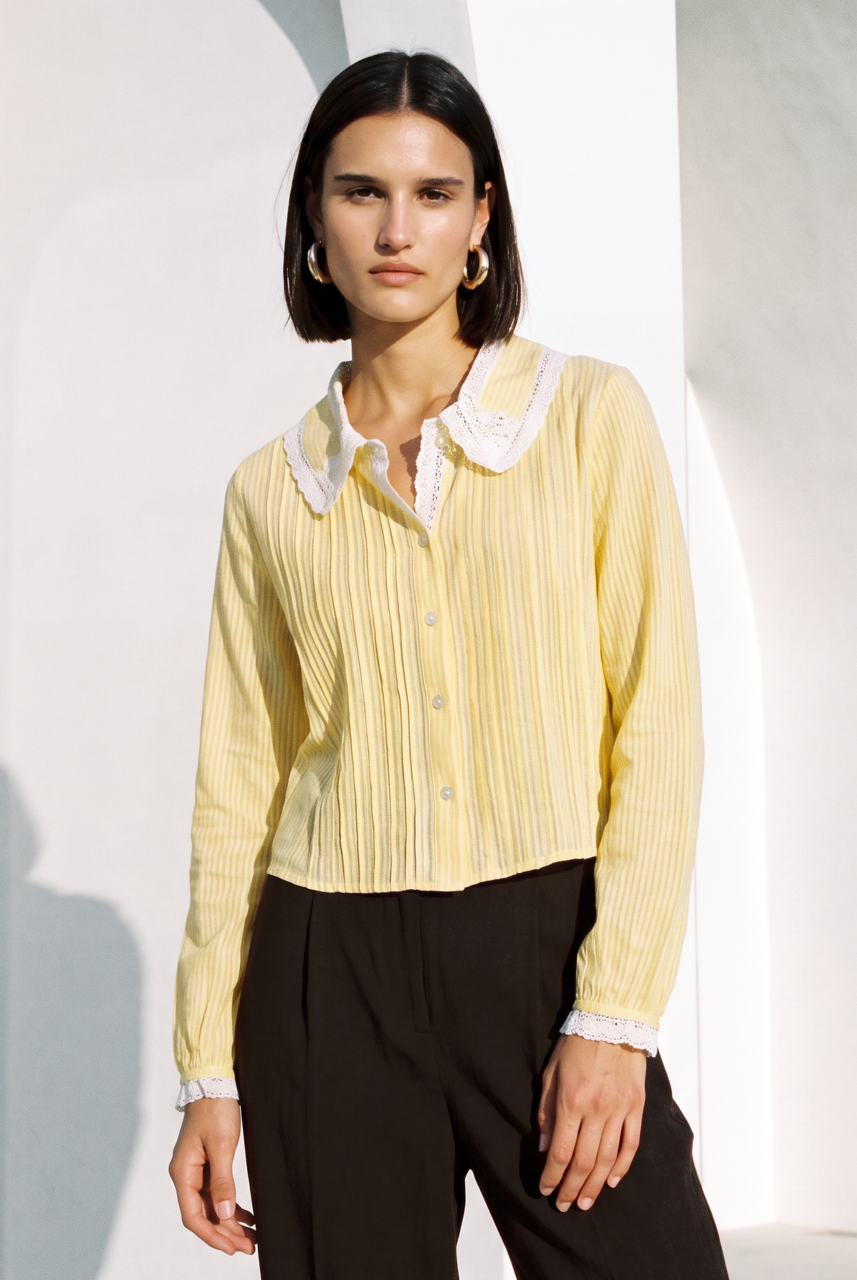Yellow Stripe Lace Shirt