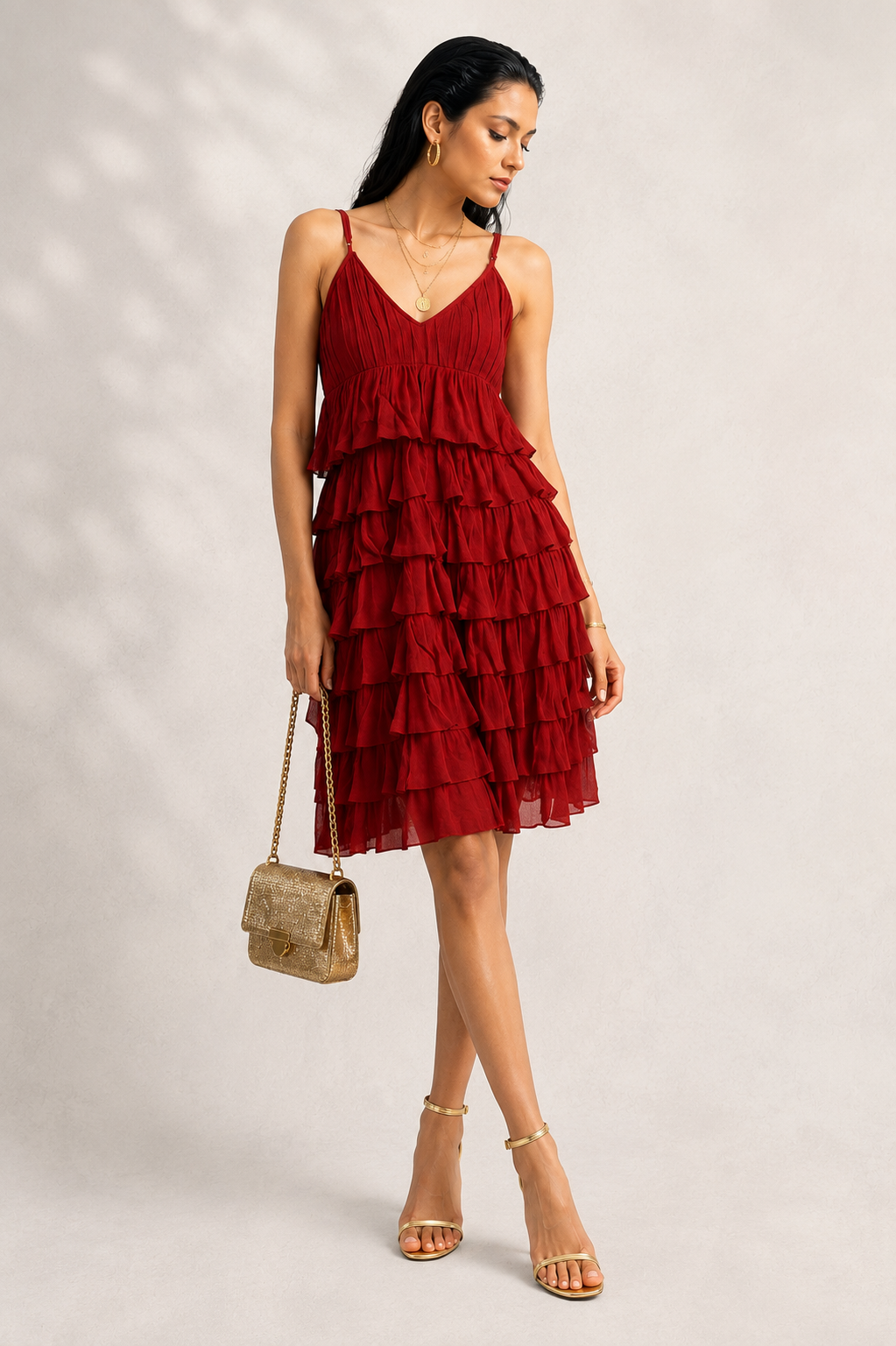 Scarlet Flamenco Ruffle Dress