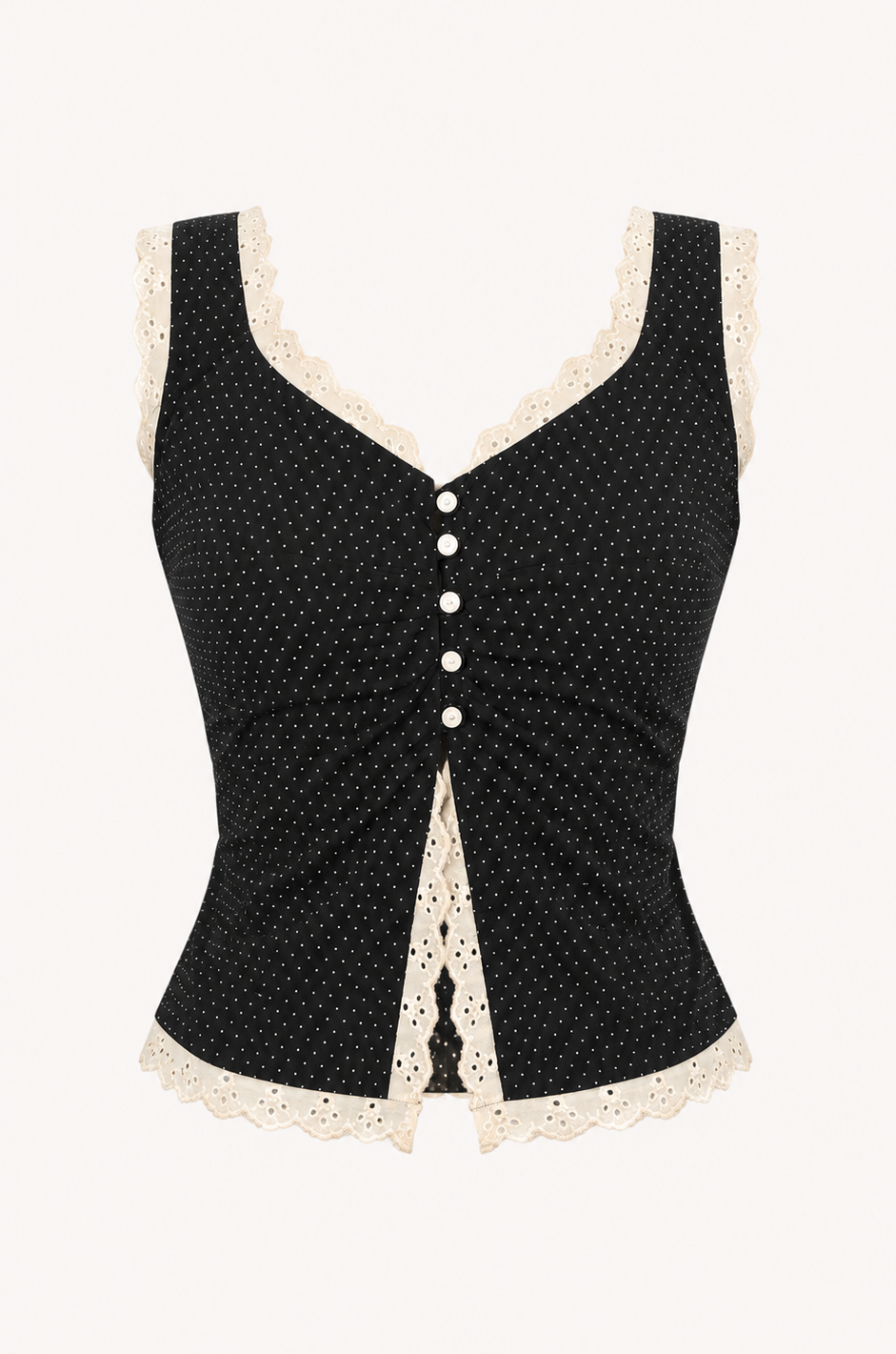 Black Polka Dot Corset Top