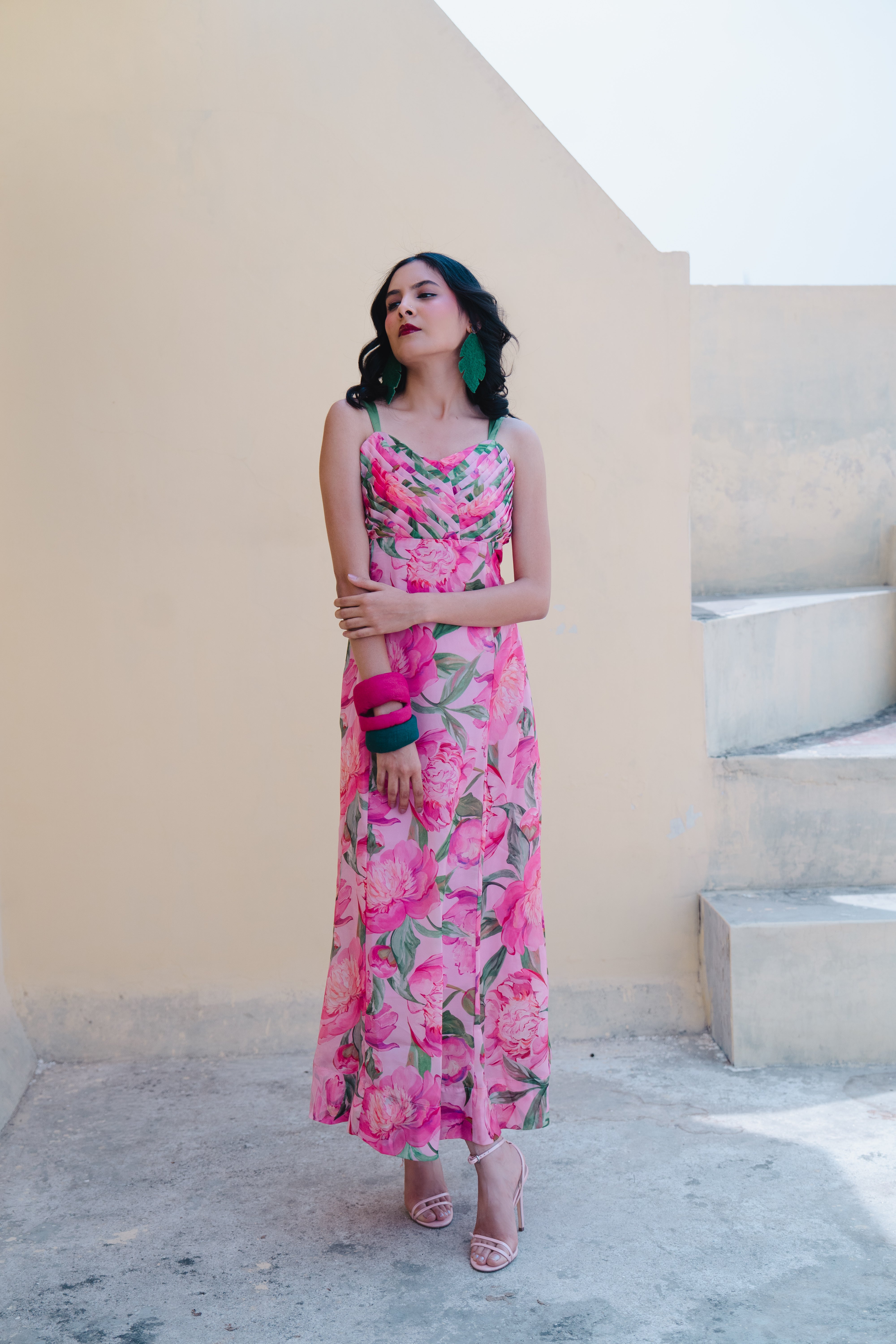 Wild Forest Organza Maxi Dress