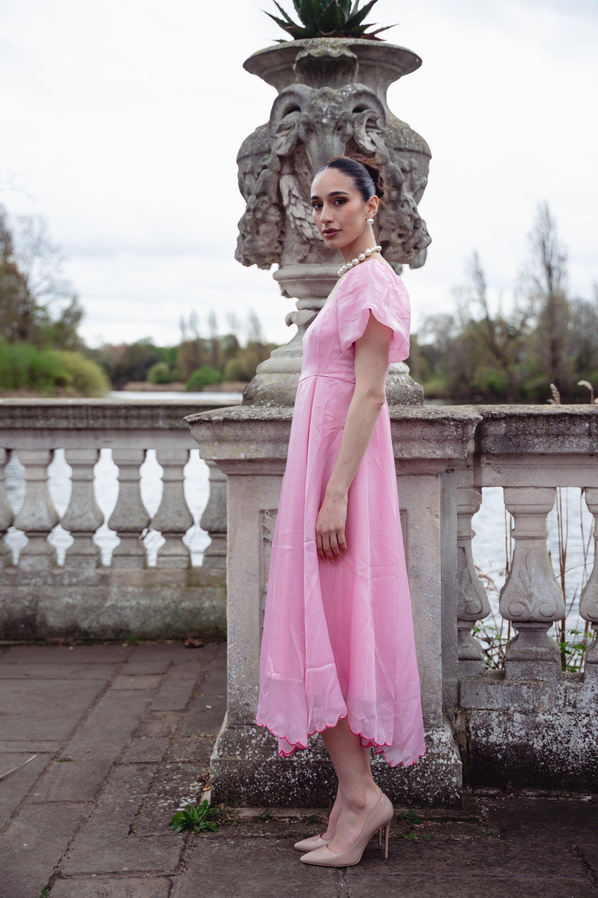 Bella Organza Silk Midi Dress