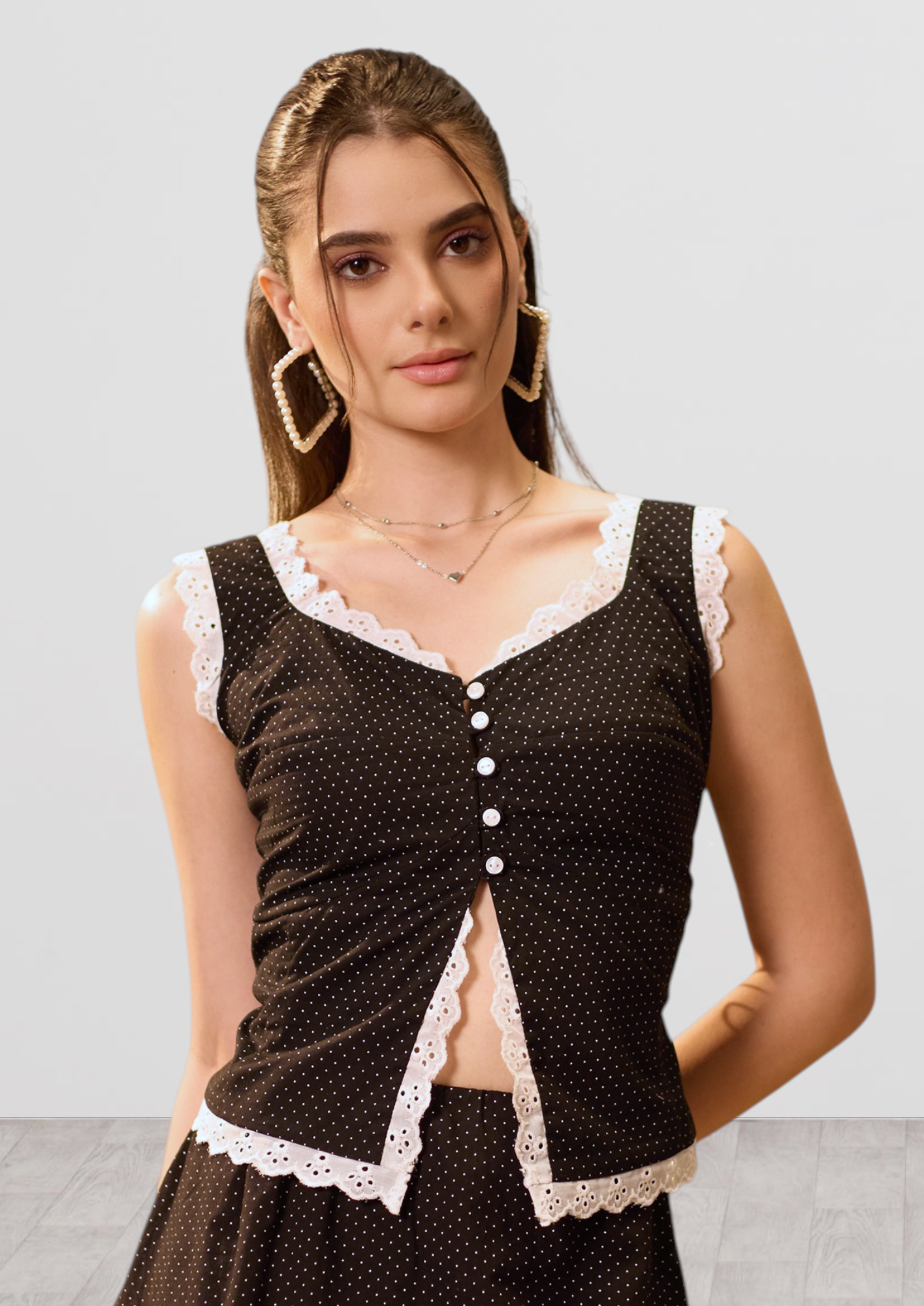 Black Polka Dot Corset Top