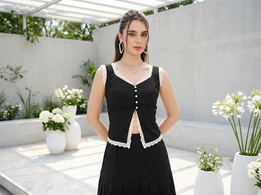 Black Polka Dot Casual Mini Dress