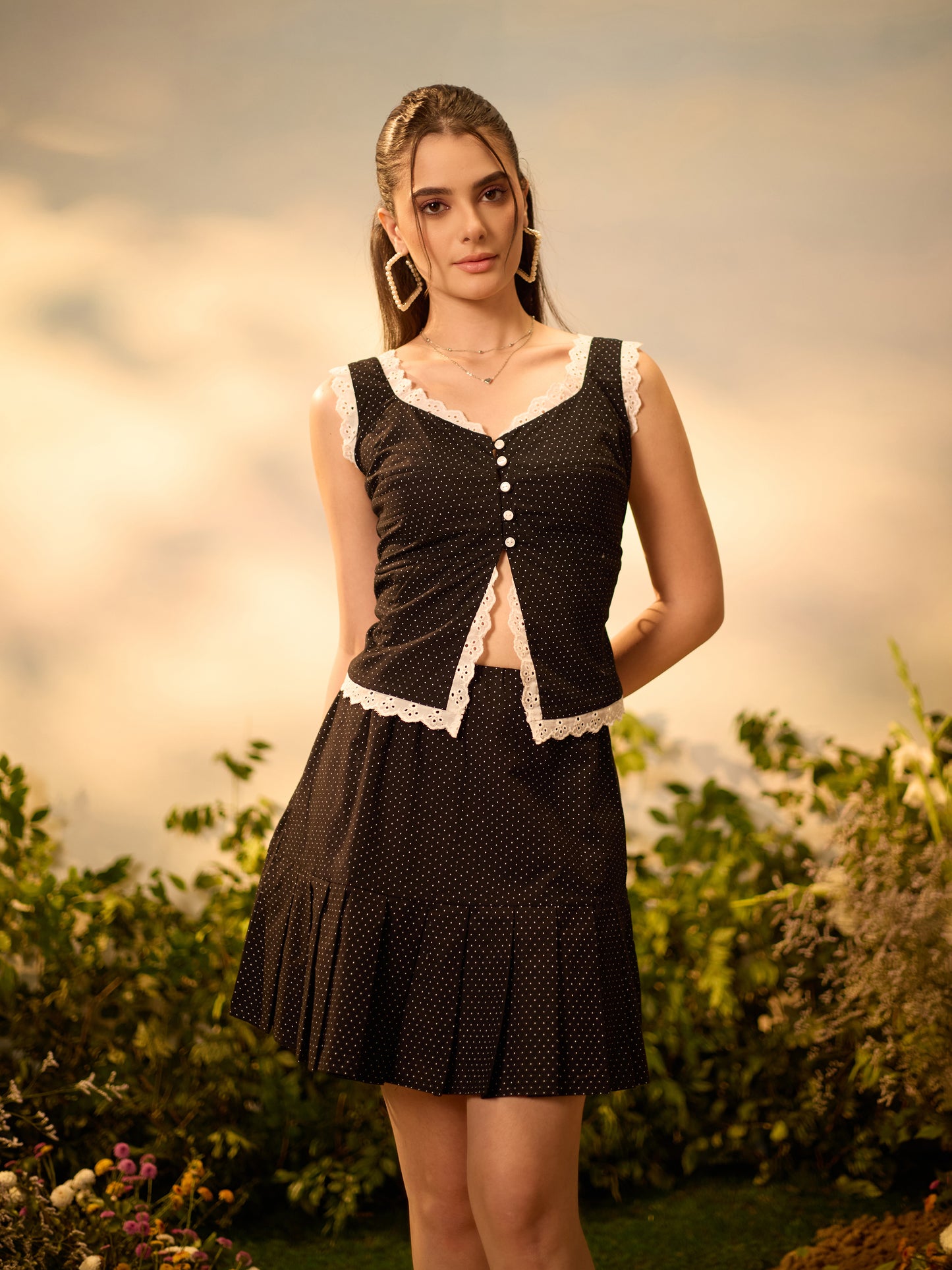 Black Polka Dot Casual Mini Dress