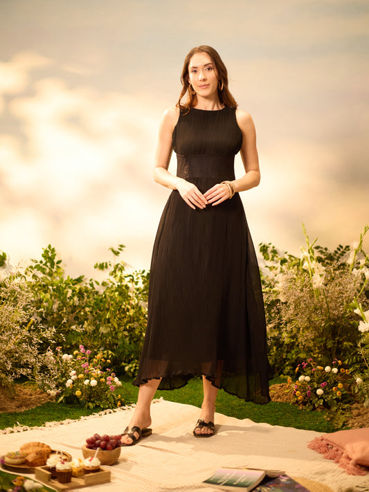 Eclipse Black Pleated Dress