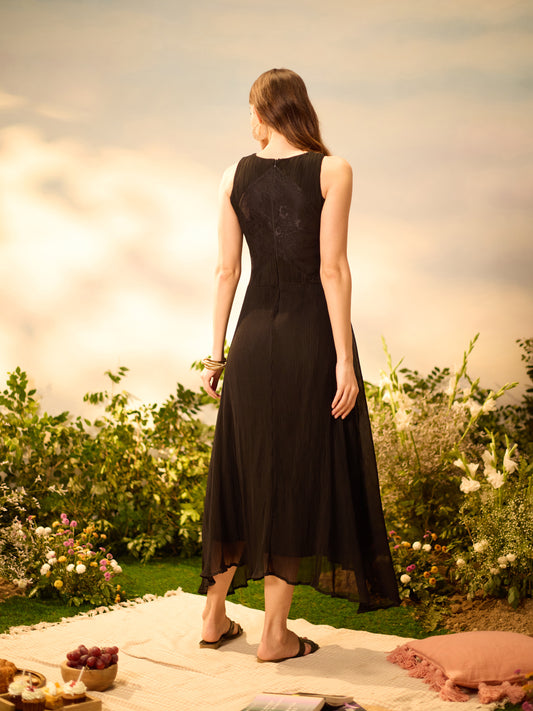 Eclipse Black Pleated Dress