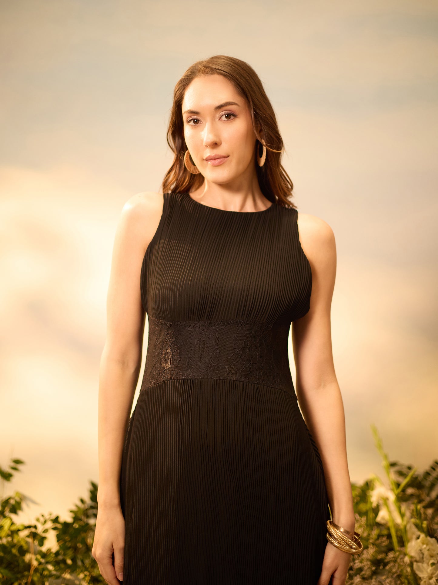 Eclipse Black Pleated Dress