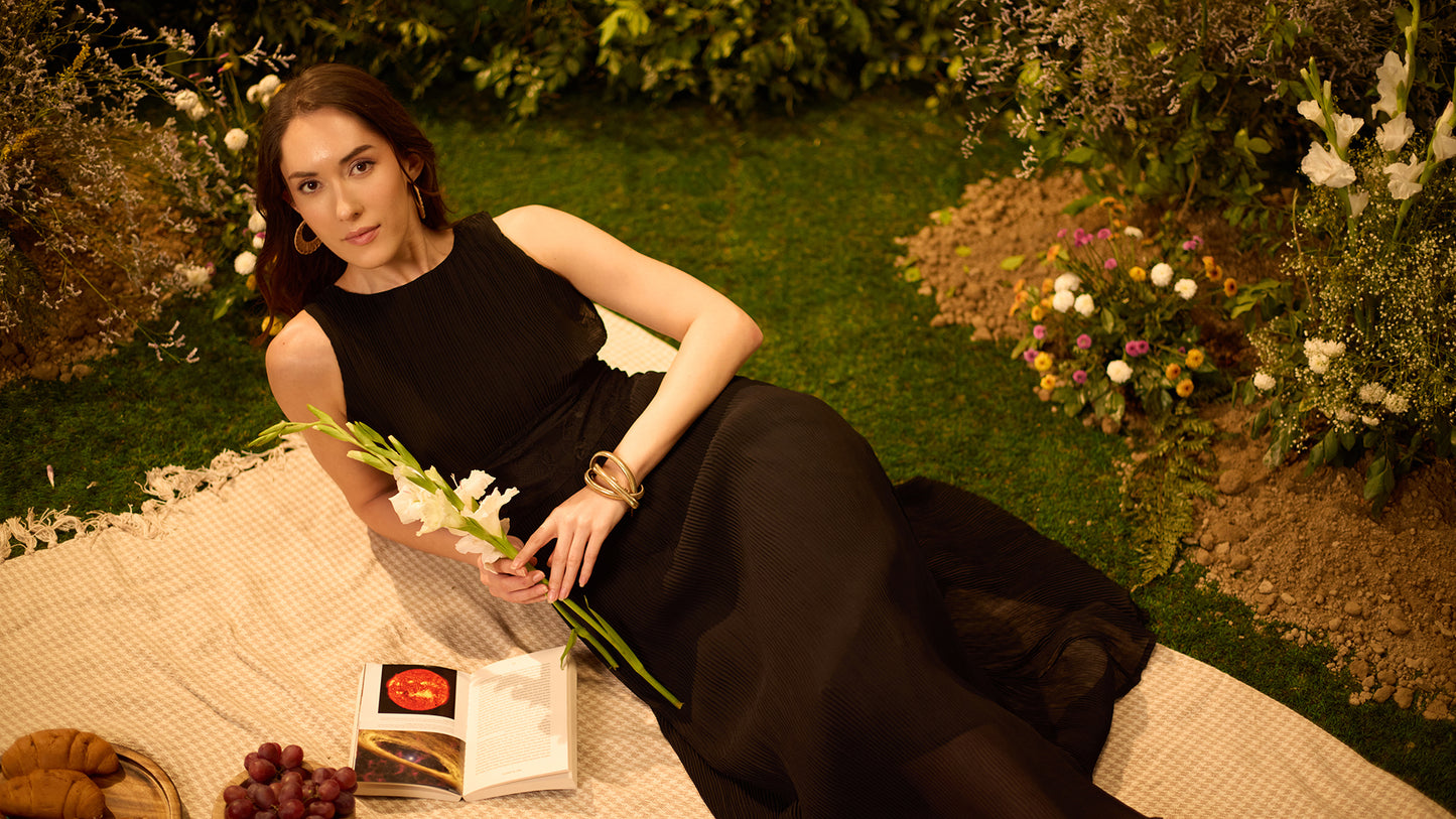 Eclipse Black Pleated Dress