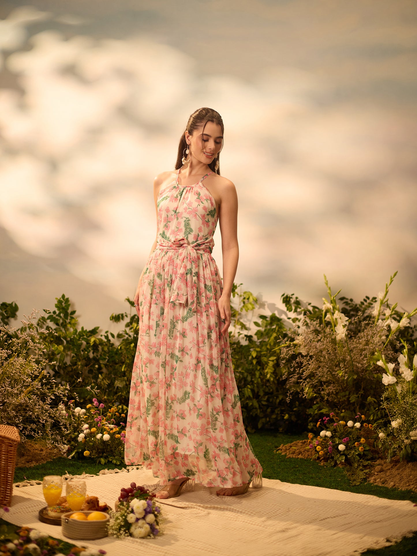 Meadow Blossom Halter Maxi Dress