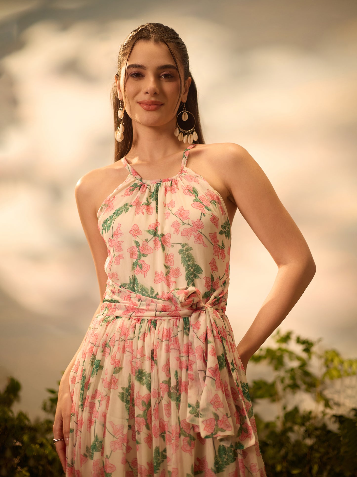 Meadow Blossom Halter Maxi Dress