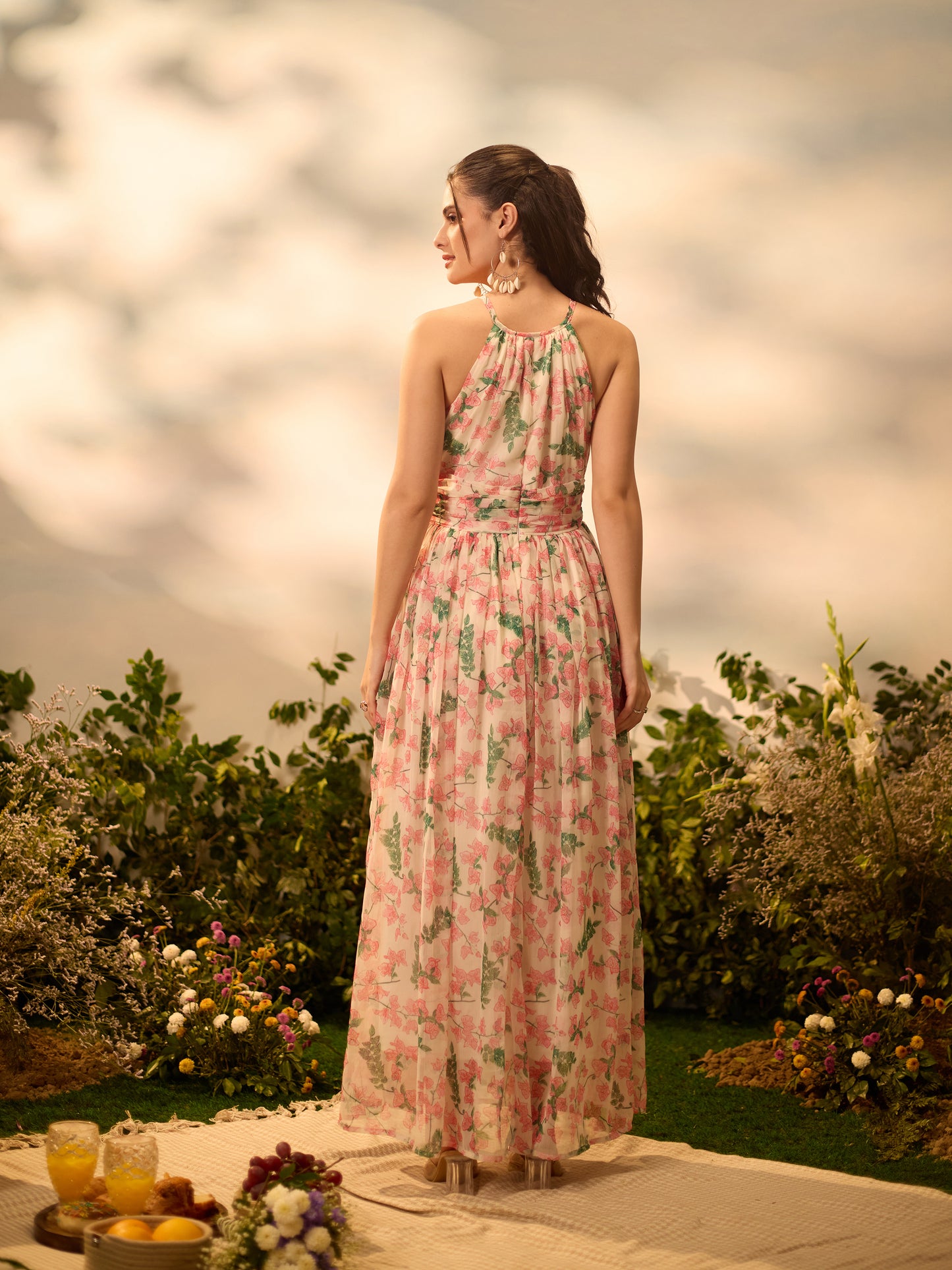 Meadow Blossom Halter Maxi Dress