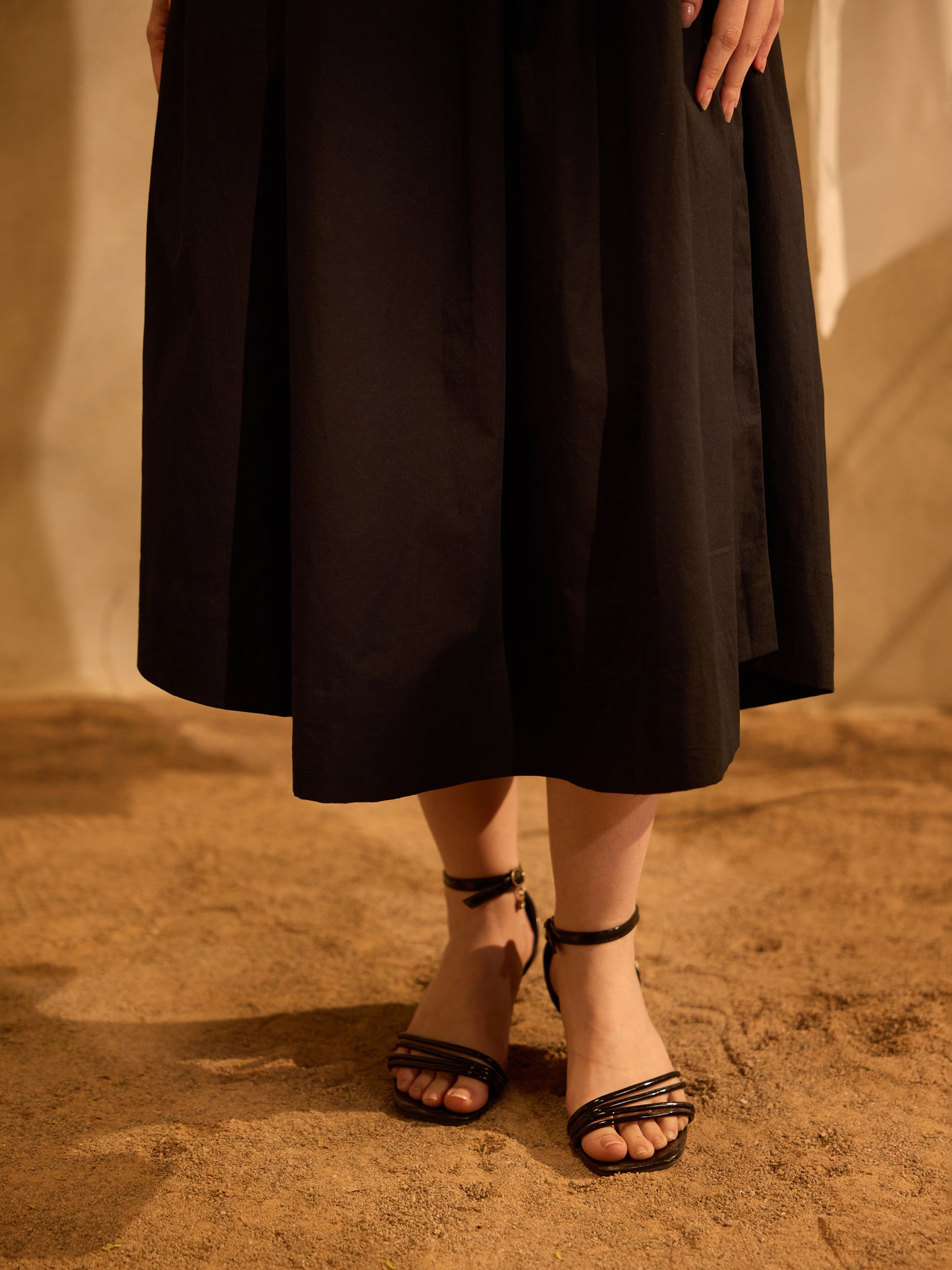 The Black Scalloped Midi Dress